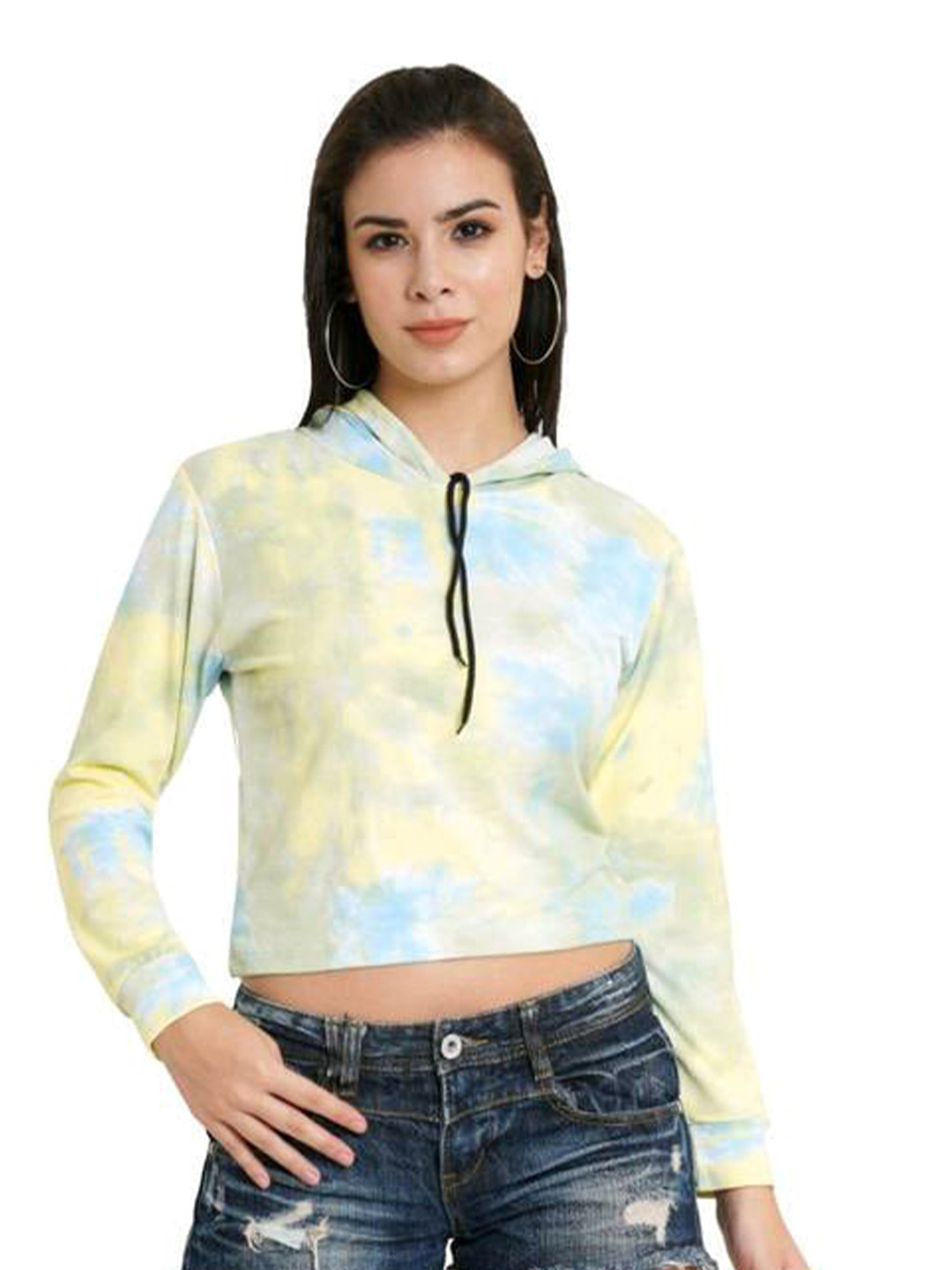 

KALINI Women Printed Hooded Sweatshirt, Yellow