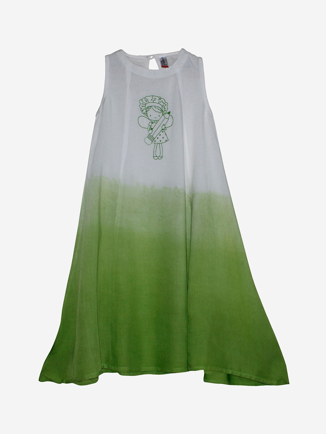 

KiddoPanti Girls Colourblocked Round Neck Kurta, Green