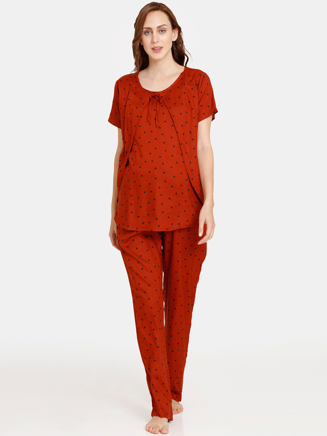 

Coucou by Zivame Women Printed Maternity Night suit, Red