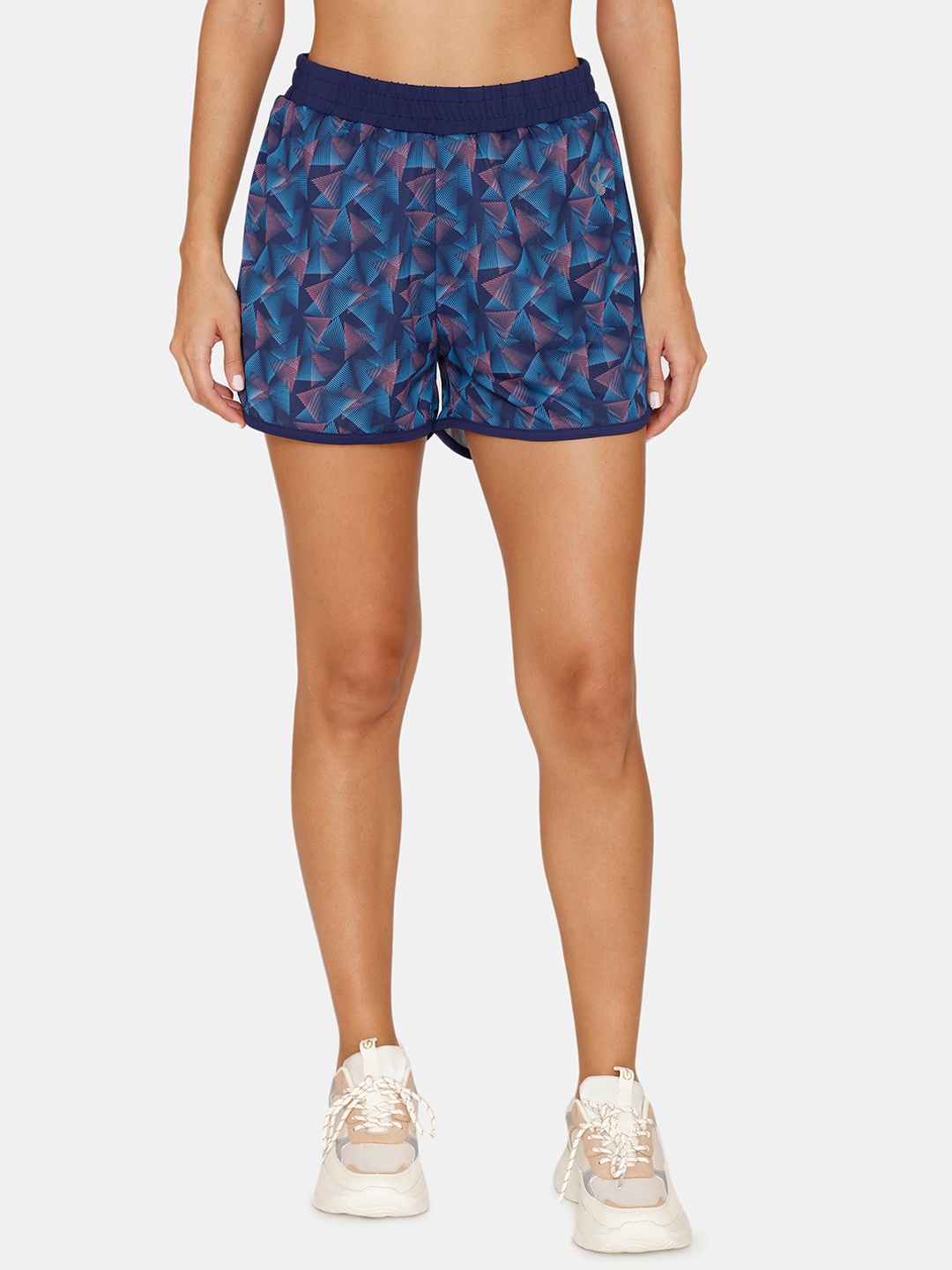 Zelocity by Zivame Women Printed Training or Gym Sports Shorts, Blue