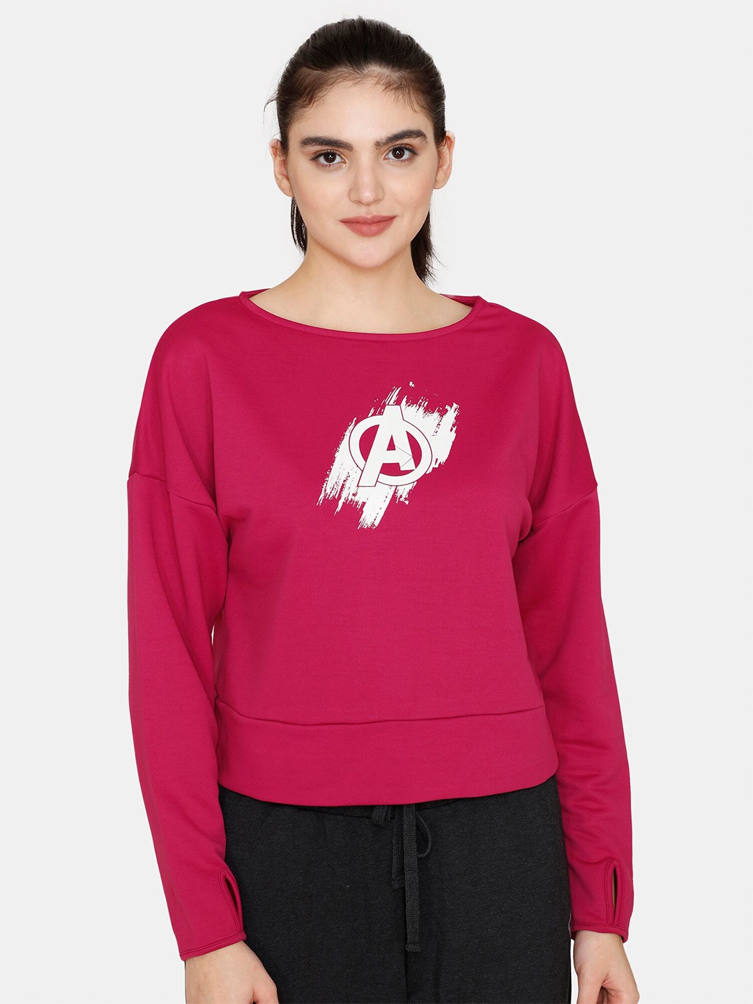 

Zelocity by Zivame Print Extended Sleeves Top, Pink