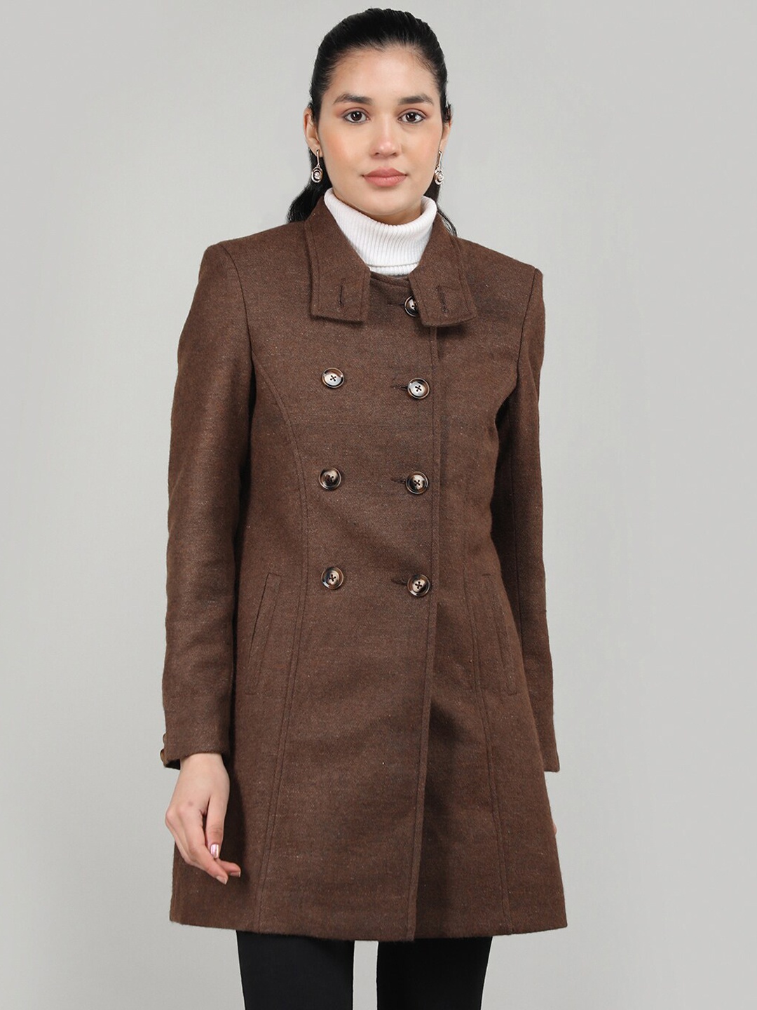 

Dlanxa Women Double-Breasted Winter Overcoat, Brown