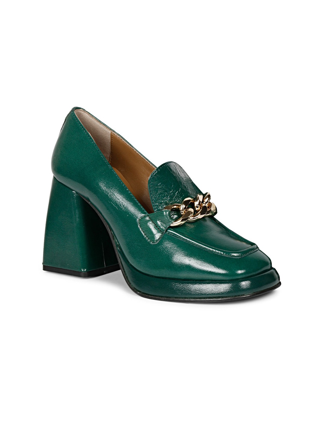 

Saint G Embellished Leather Block Heeled Pumps, Green