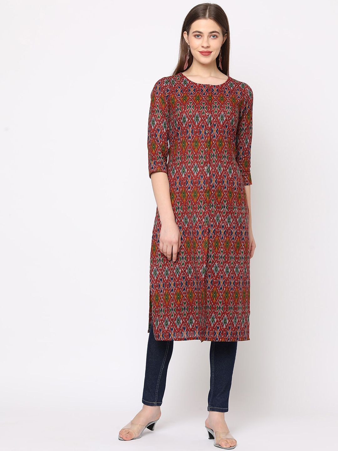 

KAMI KUBI Women Ethnic Motifs Printed Cotton Kurta, Red