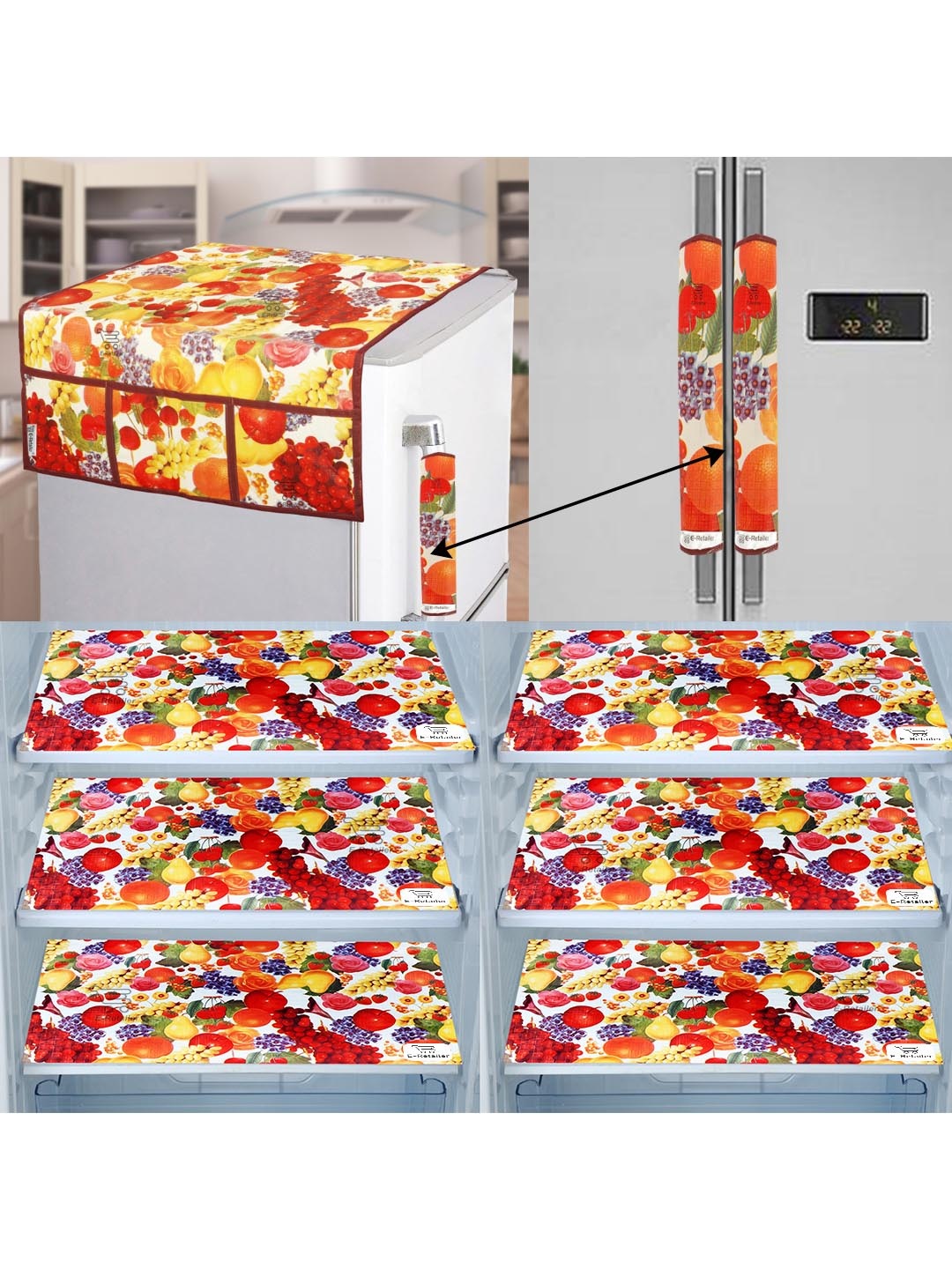 

E-Retailer Set of 9 Exclusive Waterproof PVC Refrigerator Appliances Cover, Yellow