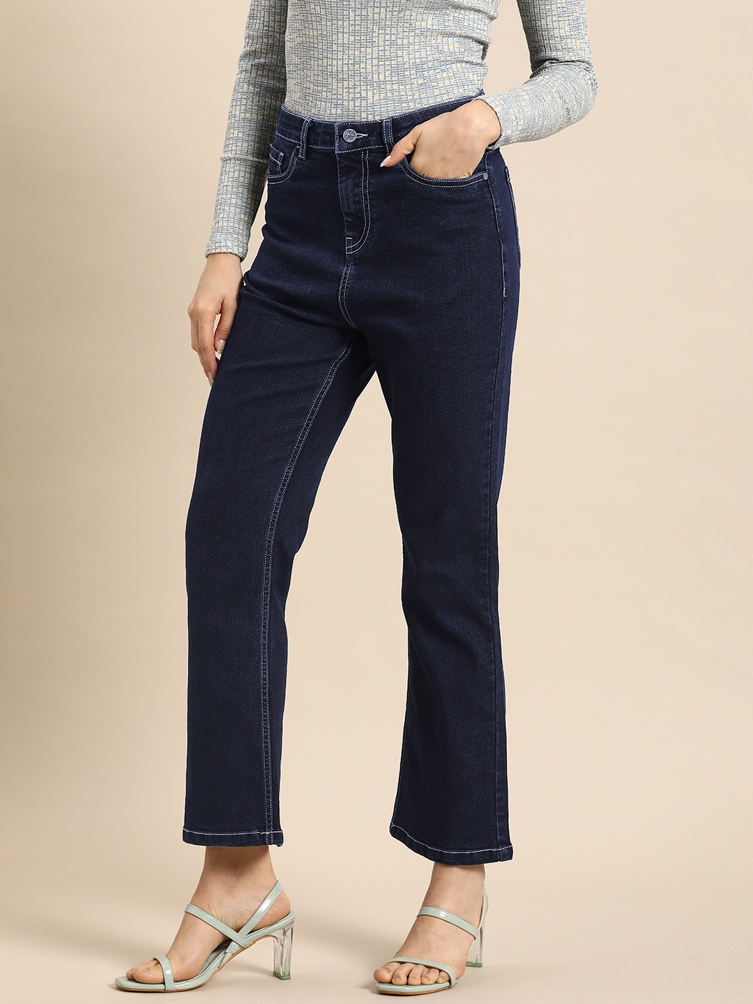 

all about you Women Straight Fit High-Rise Stretchable Jeans, Blue