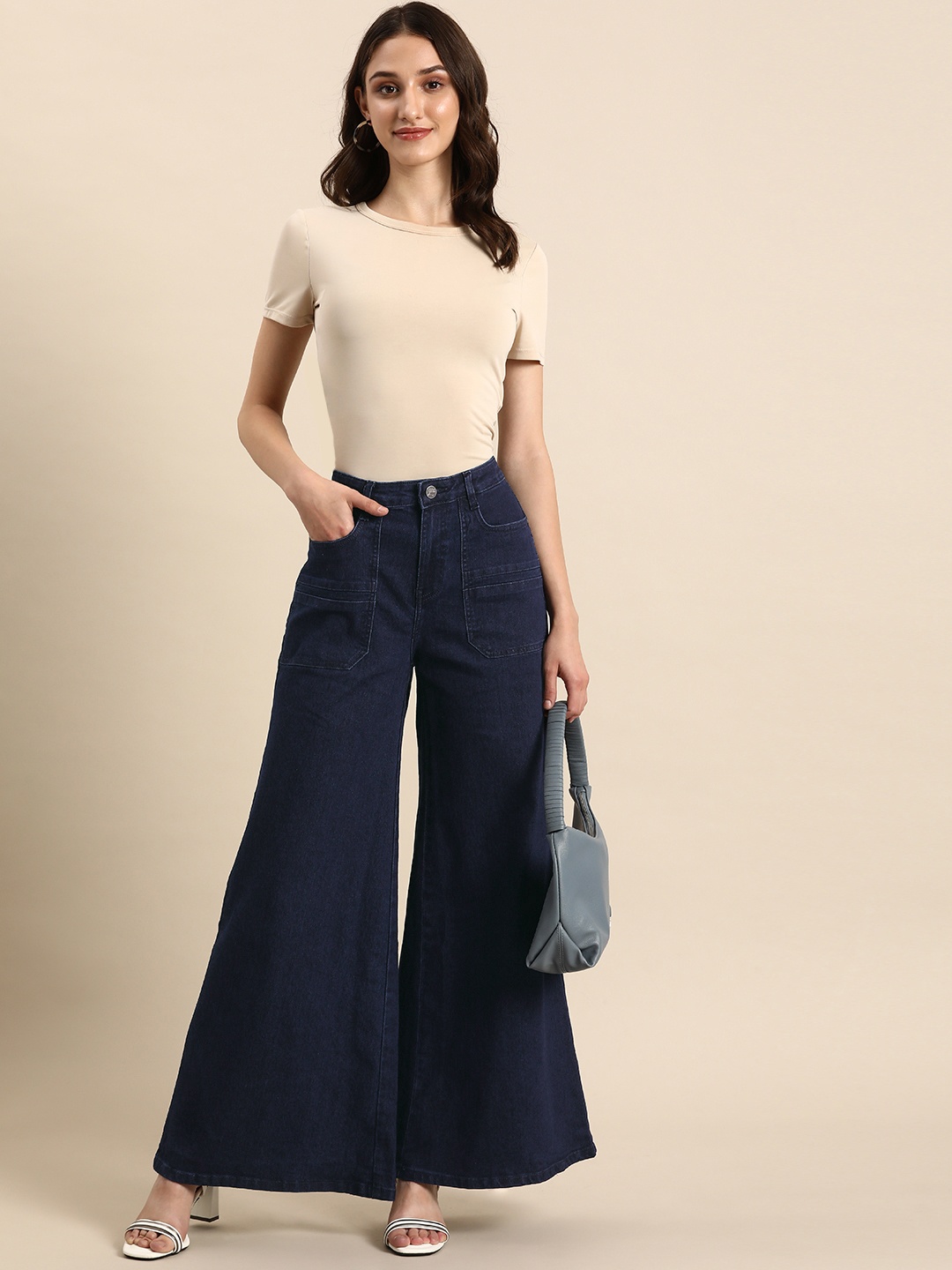 

all about you Women Wide Leg Fit Stretchable Jeans, Blue