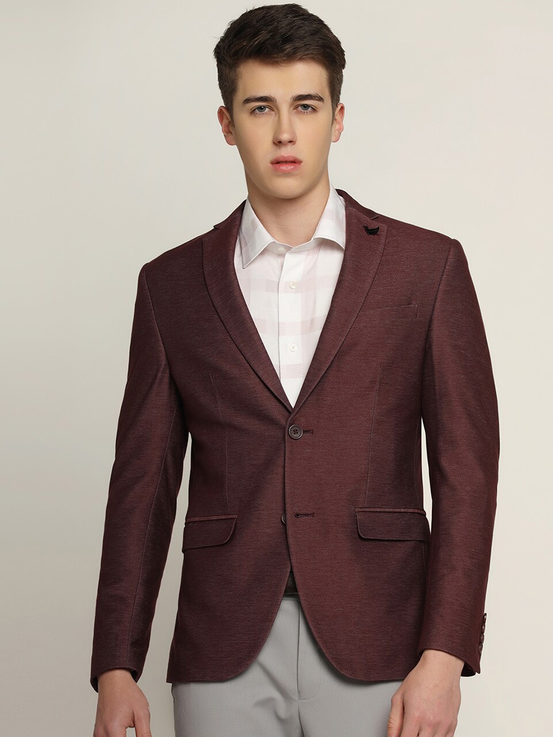 

Blackberrys Men Slim-Fit Single-Breasted Casual Blazer, Brown