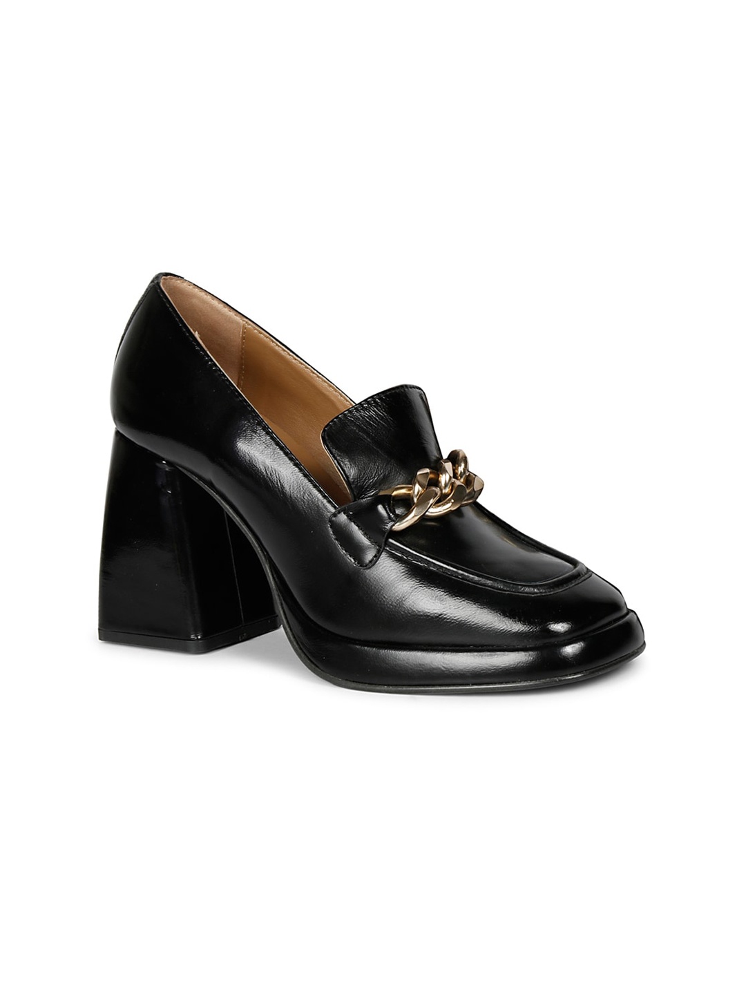 

Saint G Black Leather Block Pumps