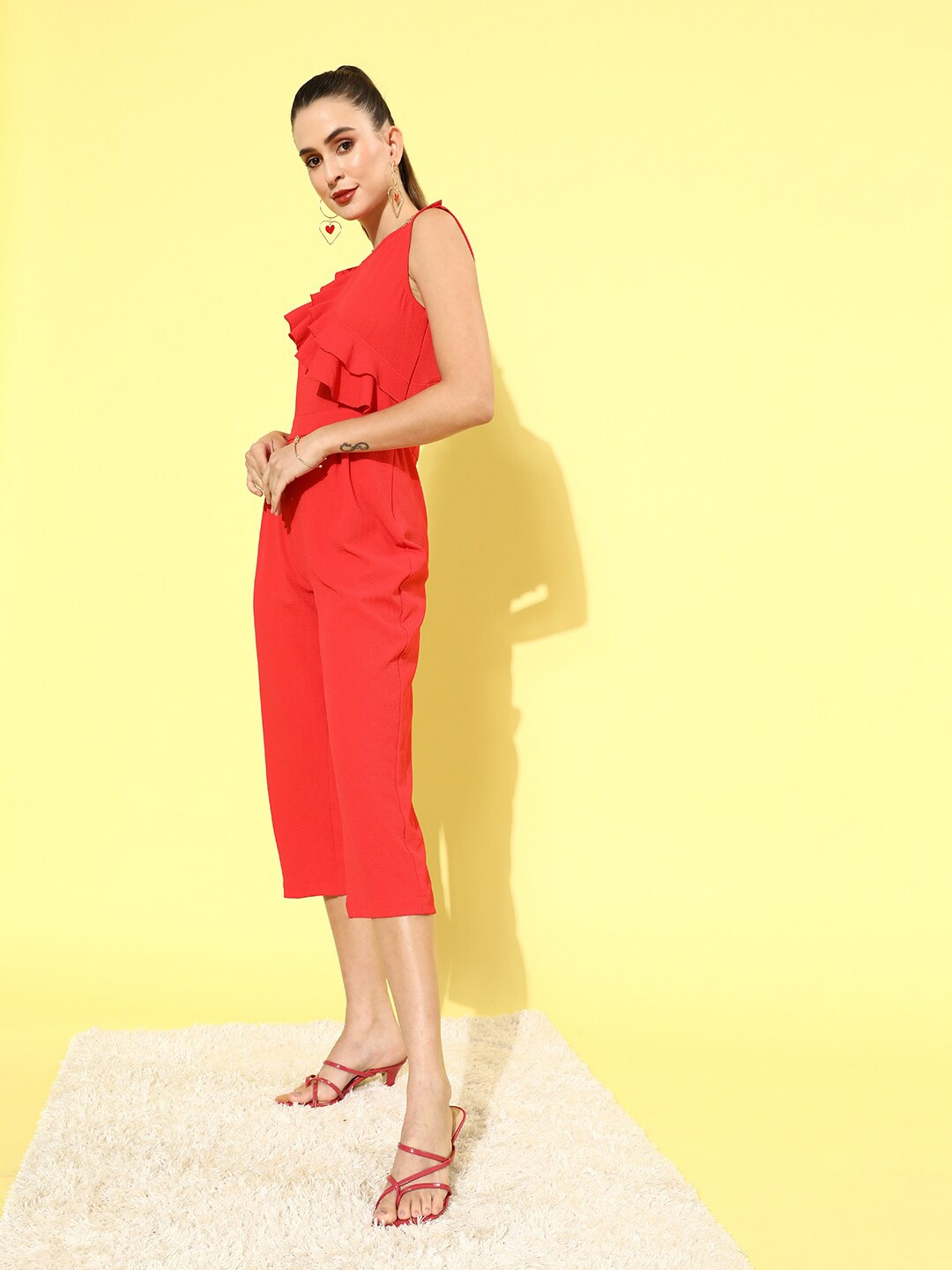 

DODO & MOA Culotte Jumpsuit with Ruffles, Red