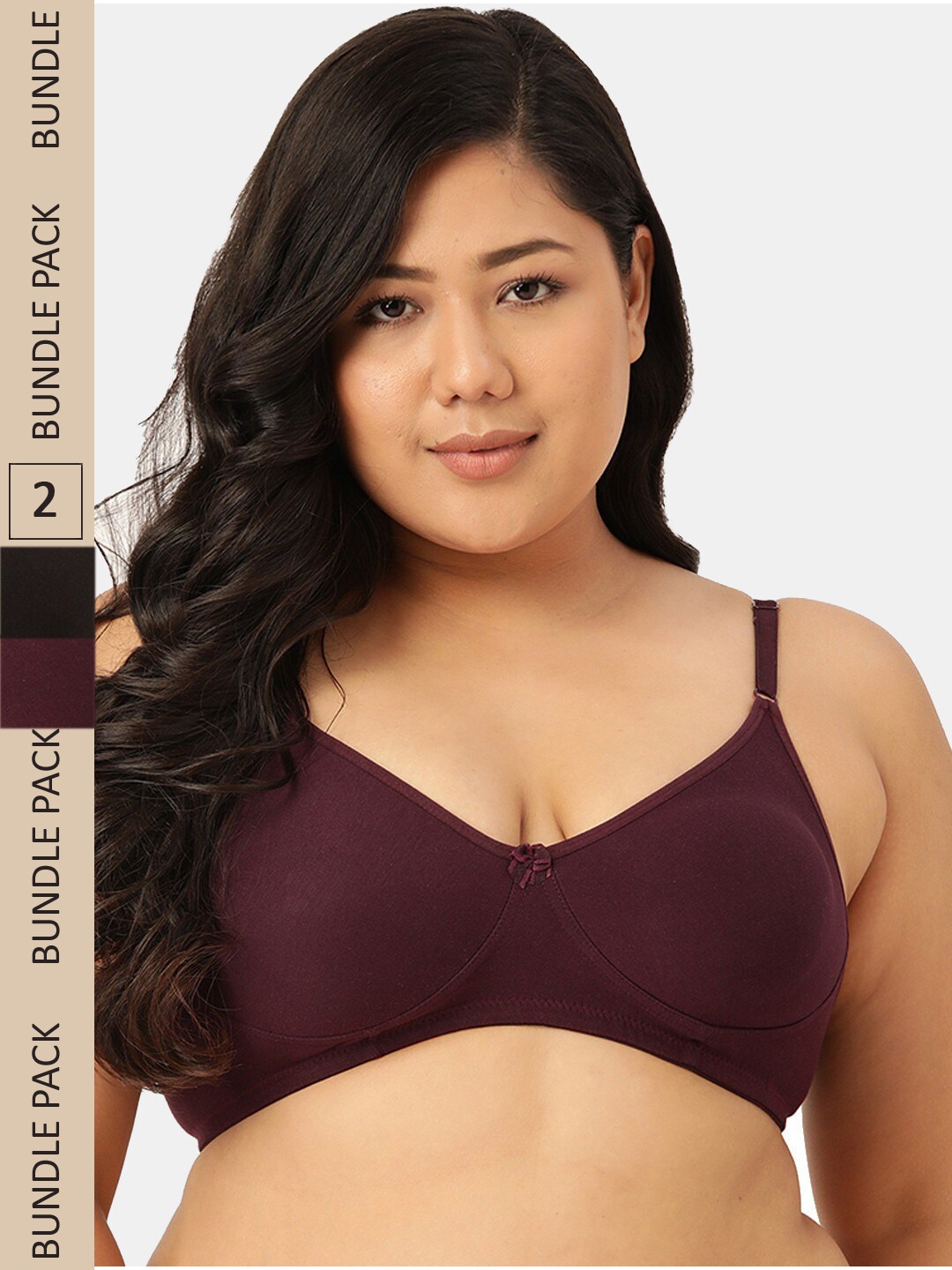 

Sztori Pack of 2 Cotton Seamless Non-Padded Bra SZ-P-COOL-BLK-PP-2, Black