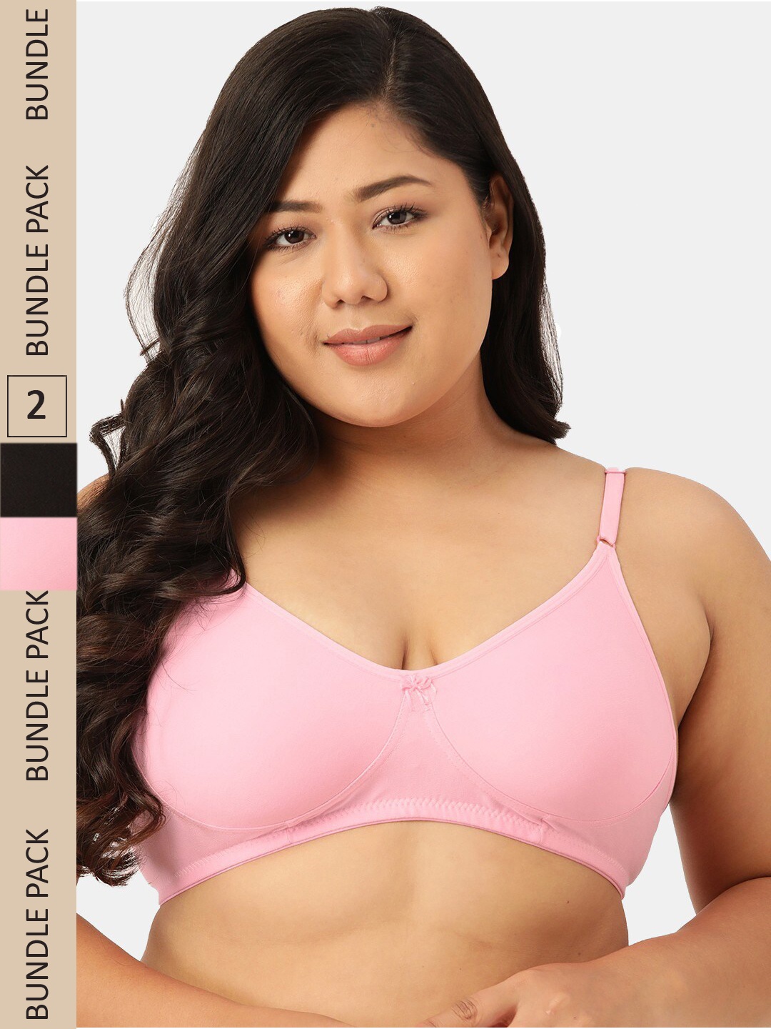 

Sztori Pack Of 2 Pure Cotton Non Padded Bra, Black
