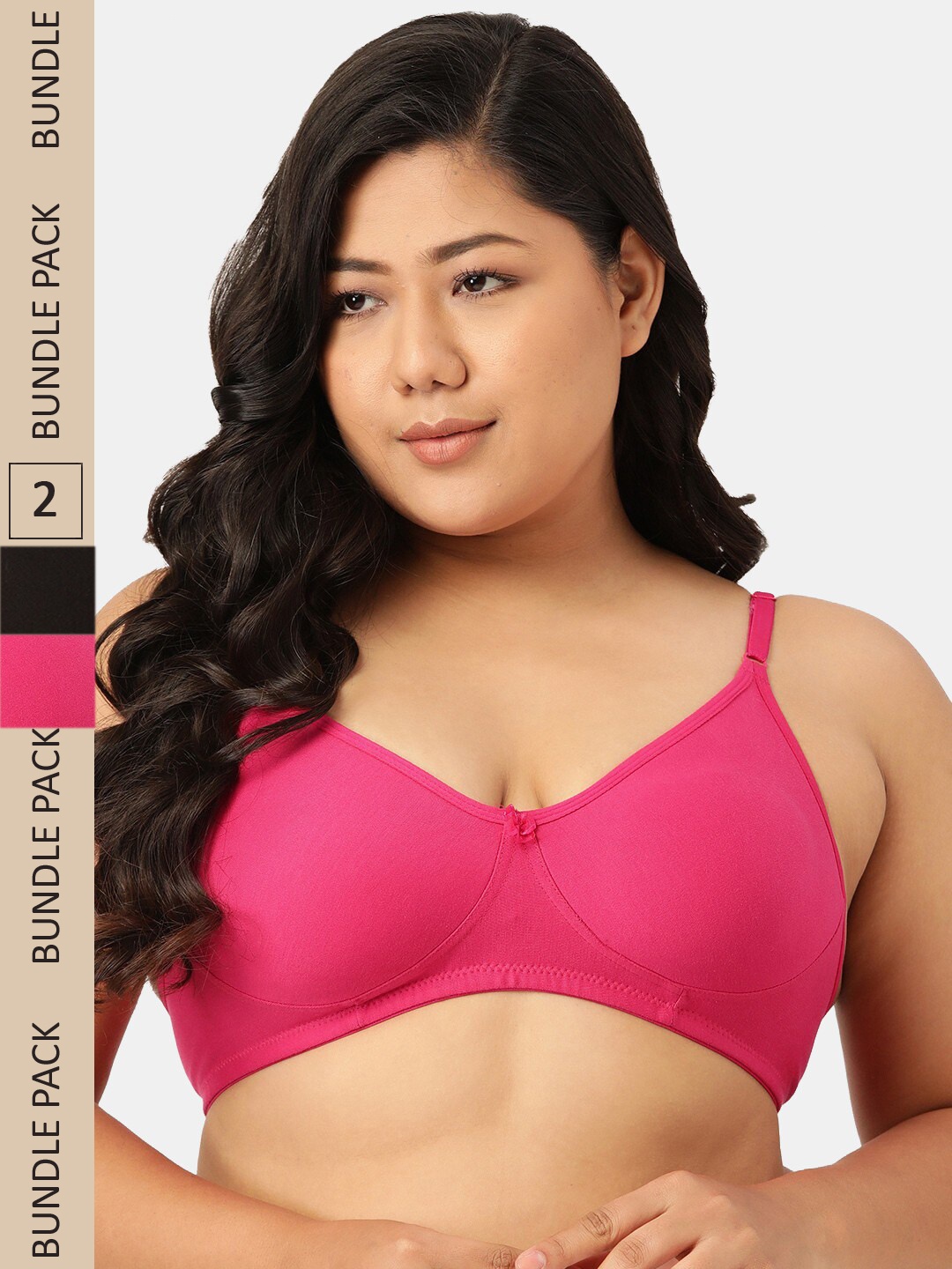 

Sztori Pack of 2 Cotton Seamless Non-Padded Bra SZ-P-COOL-BLK-RN-2, Black
