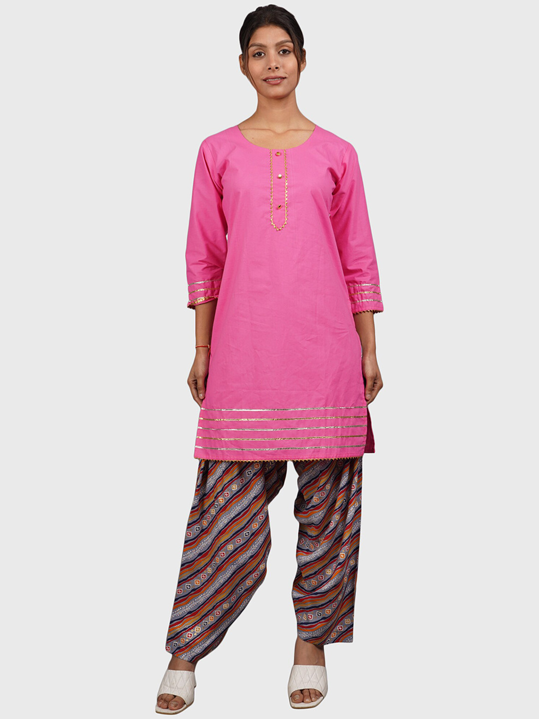 

Trendzmy Women Pure Cotton Kurta with Salwar & Dupatta, Pink