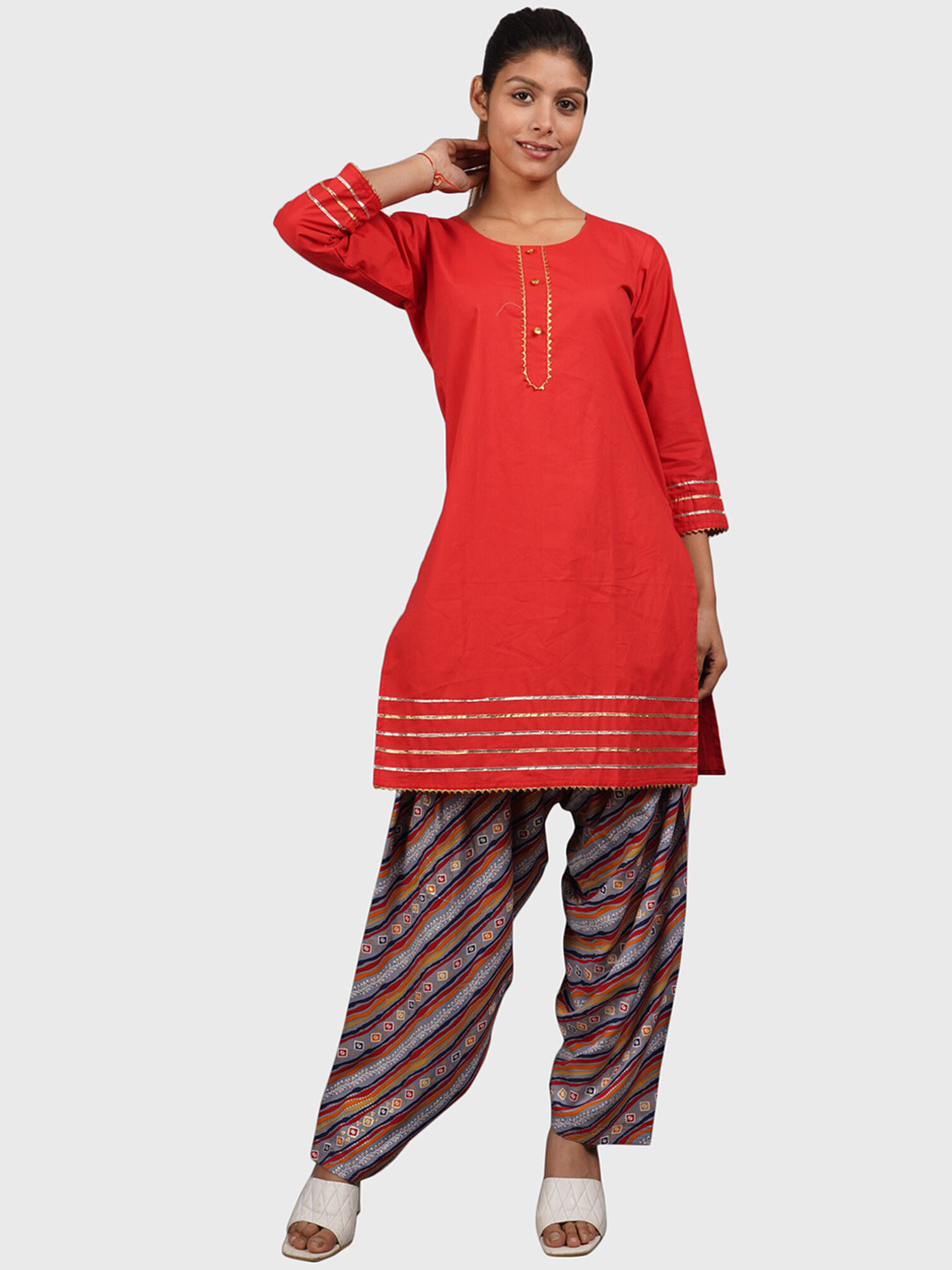 

Trendzmy Pure Cotton Kurta with Salwar & Dupatta, Red