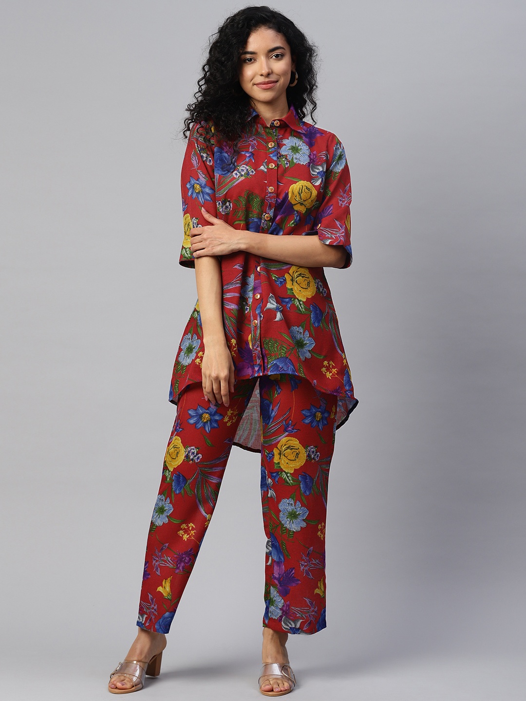 

Cottinfab Women Printed Tunic With Trousers, Multi