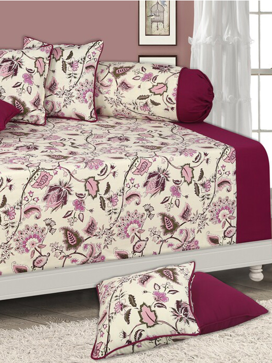 

SHADES of LIFE Set Of 6 Purple Printed Cotton Diwan Set