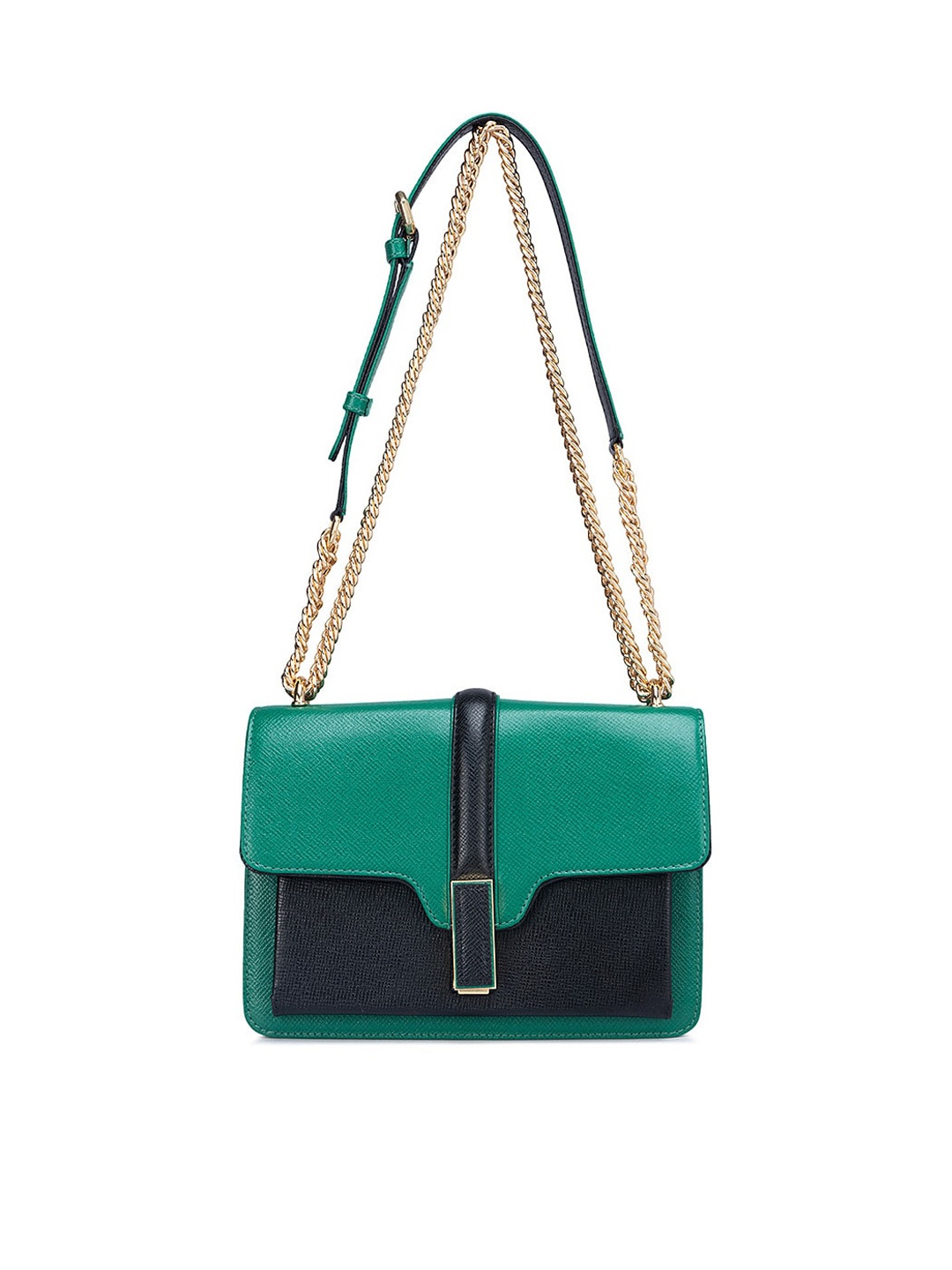 

Da Milano Colourblocked Leather Structured Sling Bag, Green