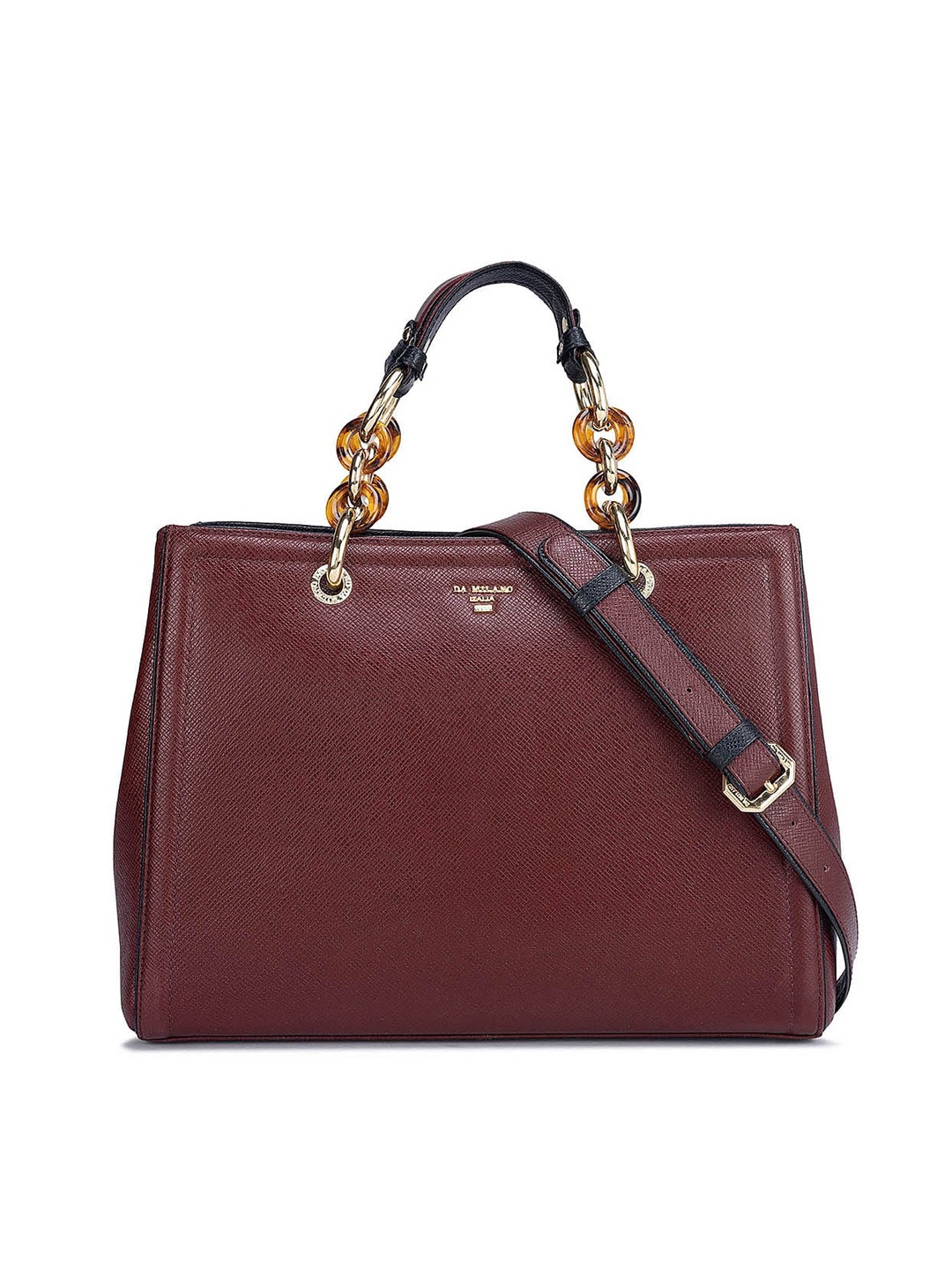 

Da Milano Textured Leather Structured Handheld Bag, Red