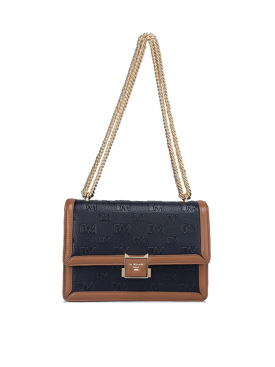 

Da Milano Leather Structured Sling Bag, Black