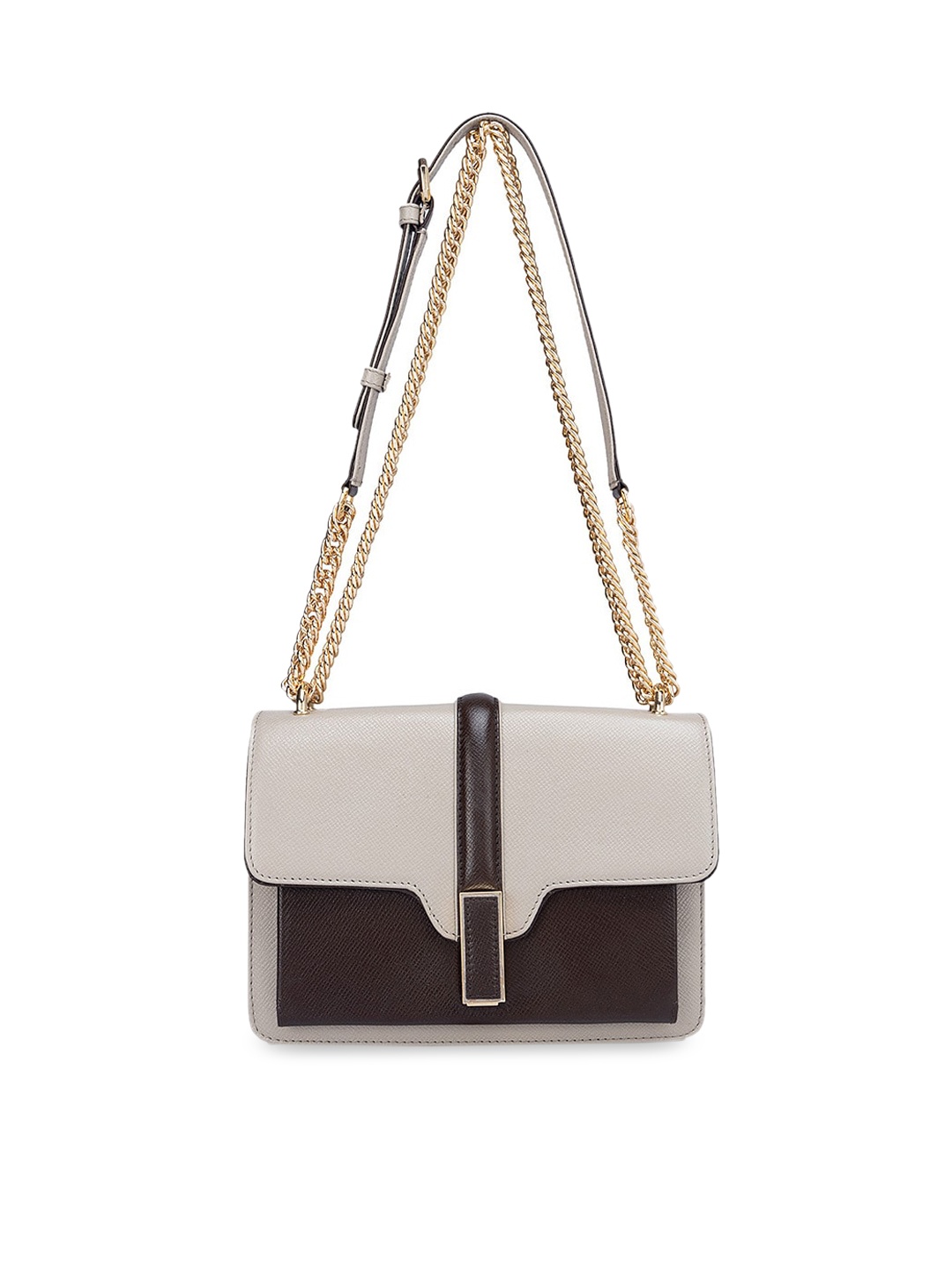 

Da Milano Colourblocked Leather Structured Sling Bag, Grey