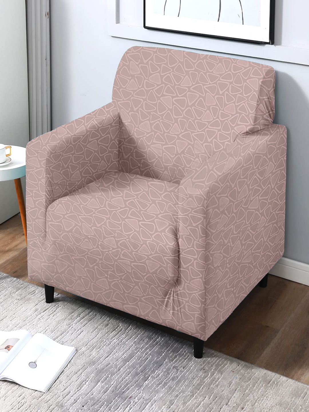 

Cortina Pink Geometric Printed 1-Seater Sofa Cover