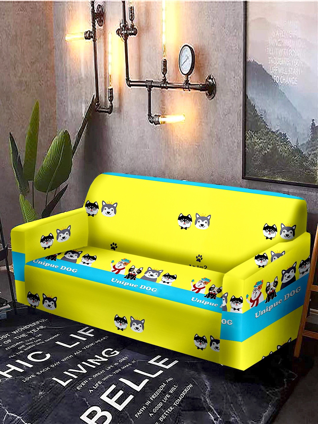 

Cortina Yellow Printed 2-Seater Sofa Cover