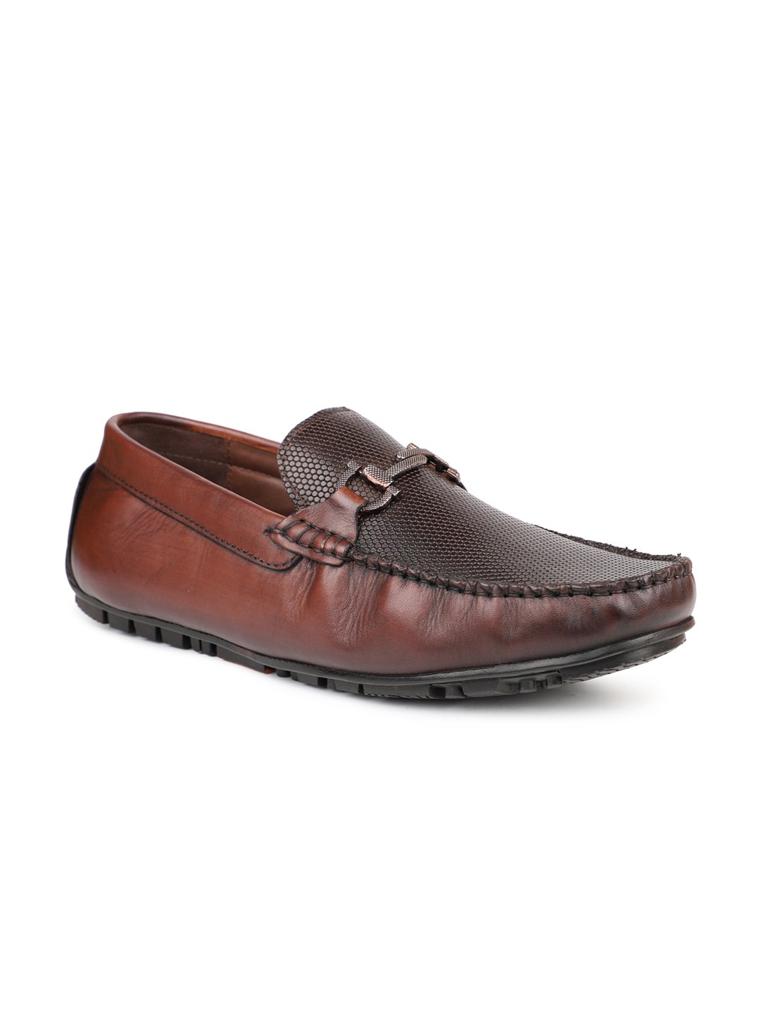 

ATESBER by Inc.5 Men Textured Leather Loafers, Brown