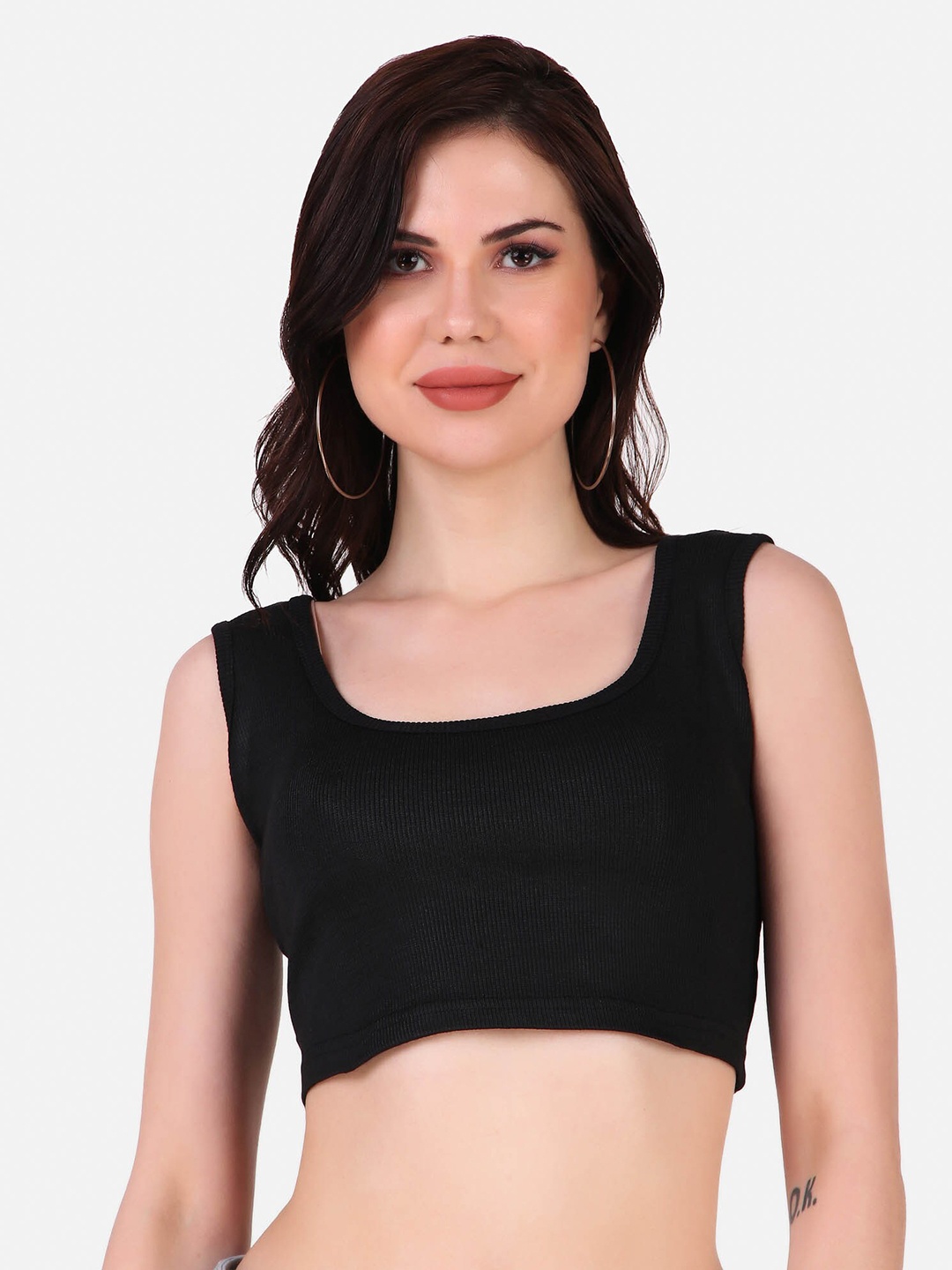 

TRENDY RABBIT Square Neck Tank Crop Top, Black