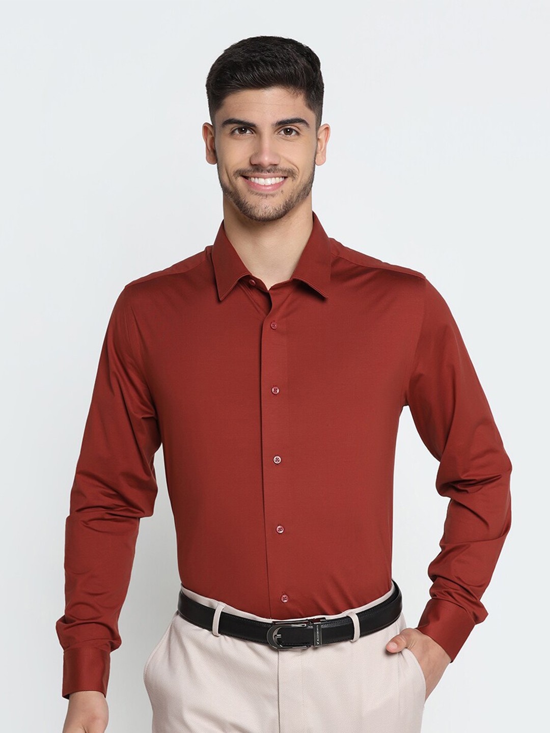 

Blackberrys Men Cotton Slim Fit Formal Shirt, Rust