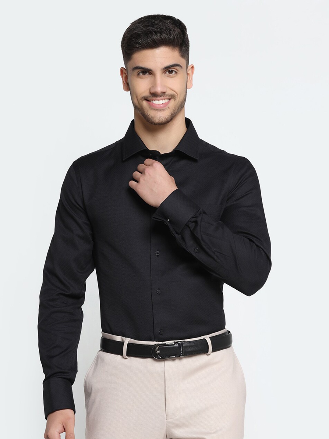 

Blackberrys Men Slim Fit Formal Cotton Shirt, Black