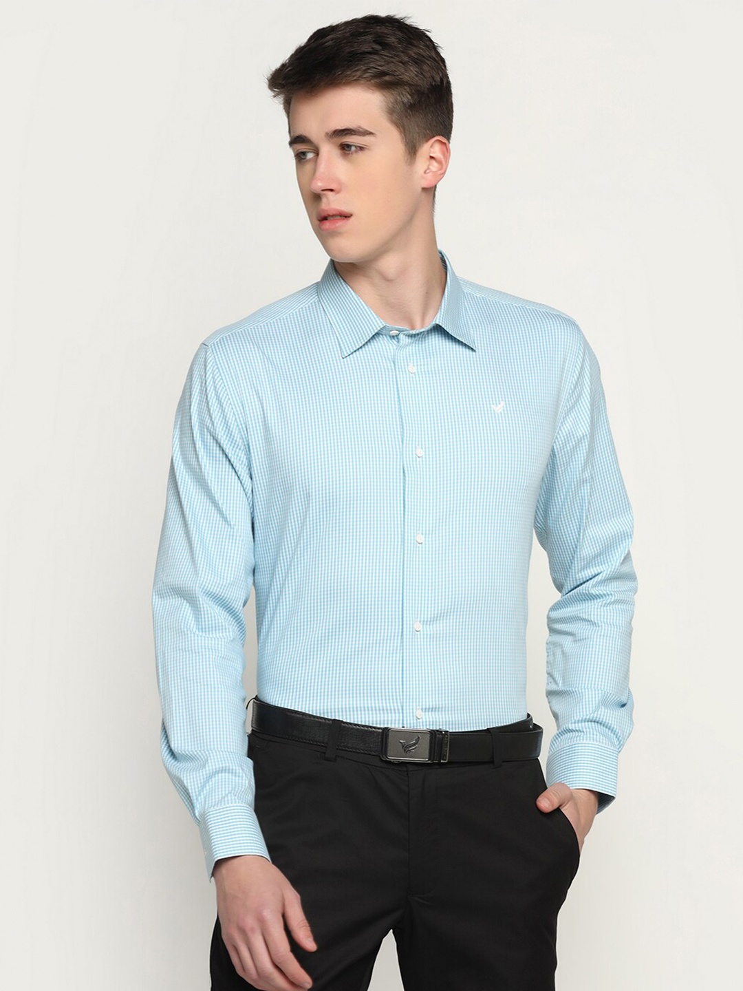 

Blackberrys TechPro Men Teal Check Formal Shirts