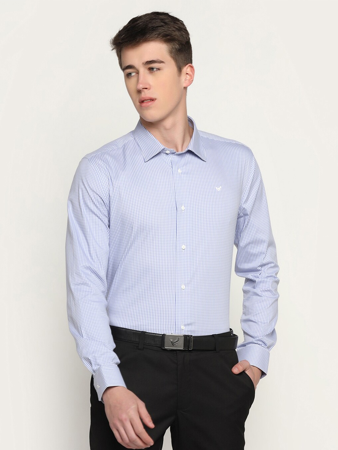

Blackberrys TechPro Men Blue Check Formal Shirts