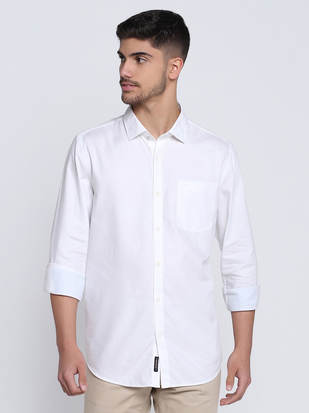 

Blackberrys Men Slim Fit Casual Pure Cotton Shirt, White