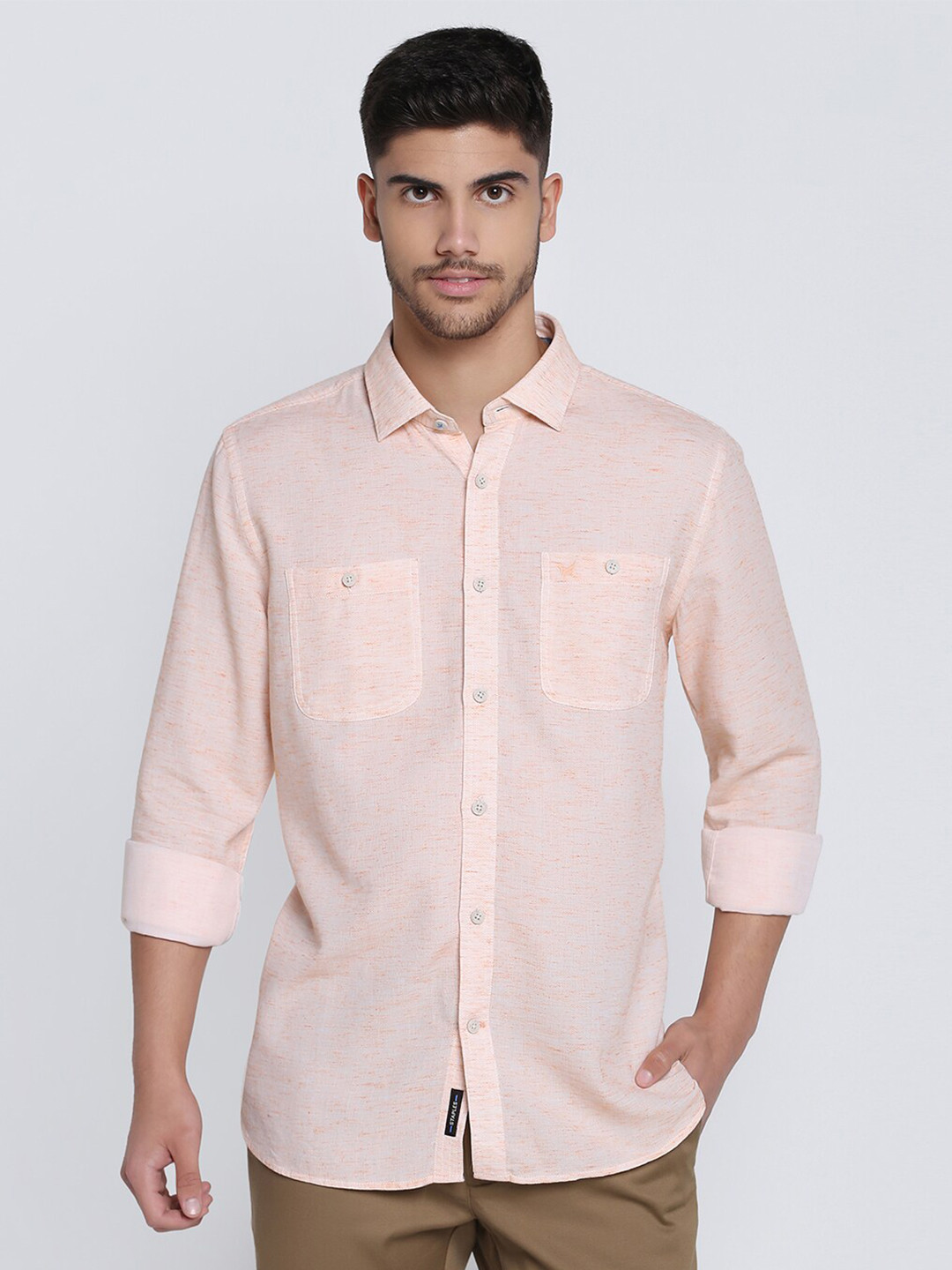 

Blackberrys Men Slim Fit Casual Shirt, Peach