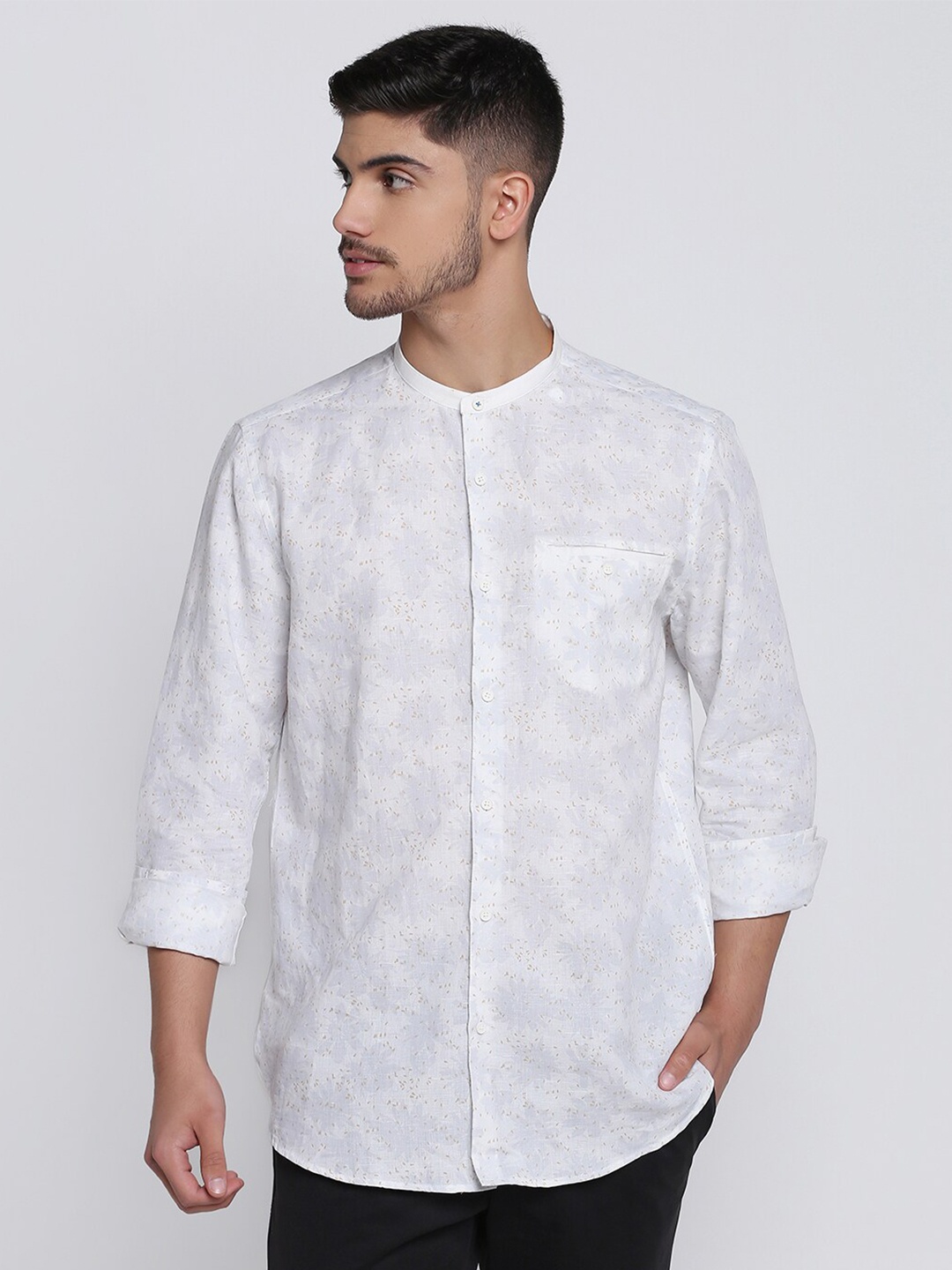 

Blackberrys Men Slim Fit Floral Printed Casual Shirt, White