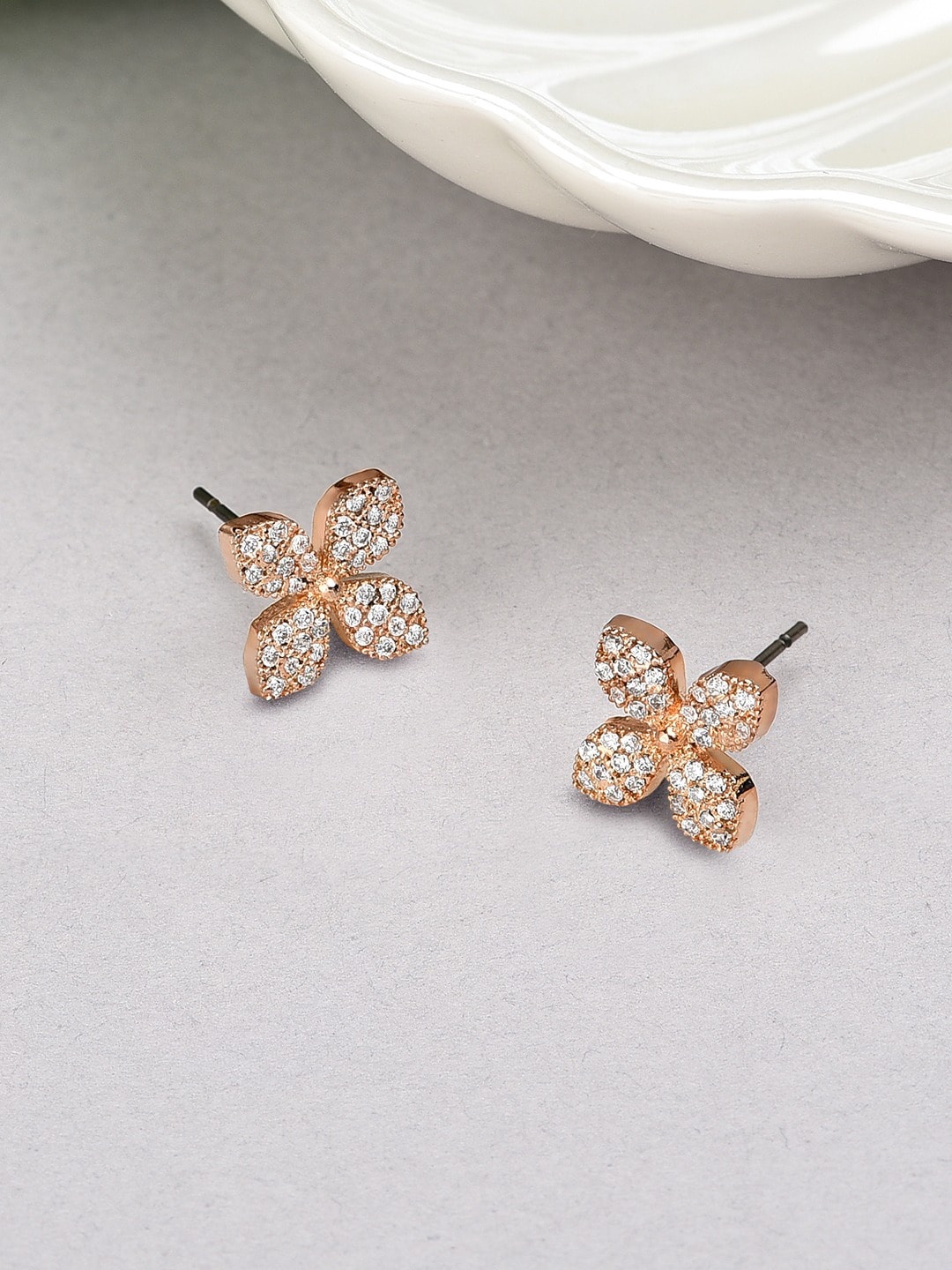 

AMI Rose Gold -Plated Contemporary Studs Earrings