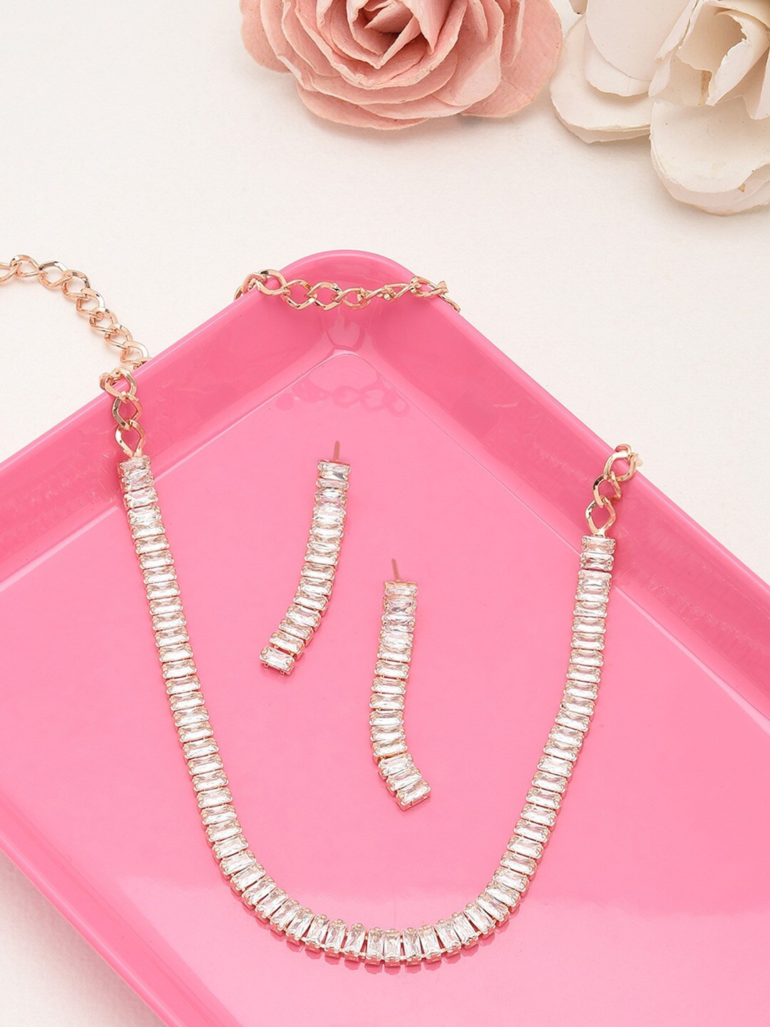 

AMI Rose Gold-Plated CZ Studded Jewellery Set