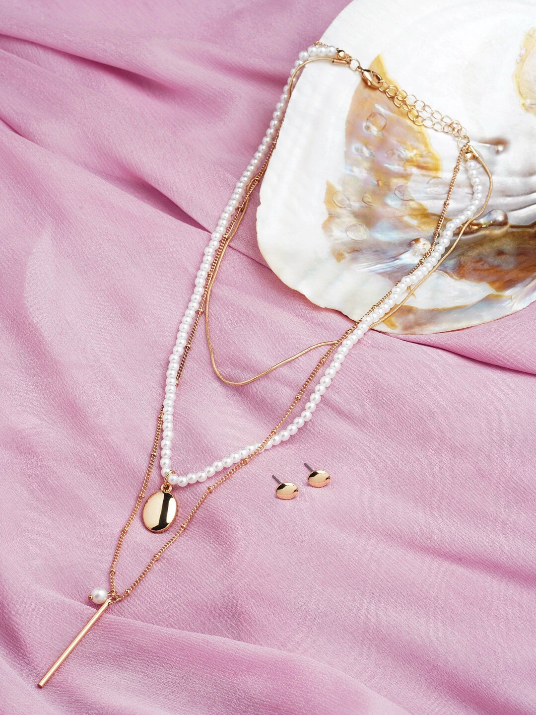 

AMI Pearls Beaded Layered Jewellery Set, Gold