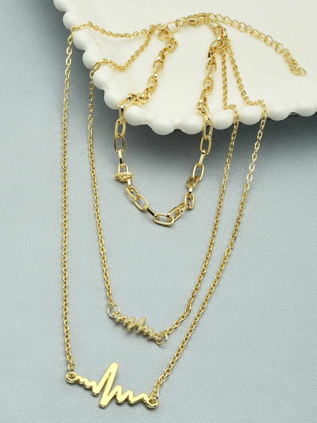 

AMI Gold-Plated 3 Layered Contemporary Necklace