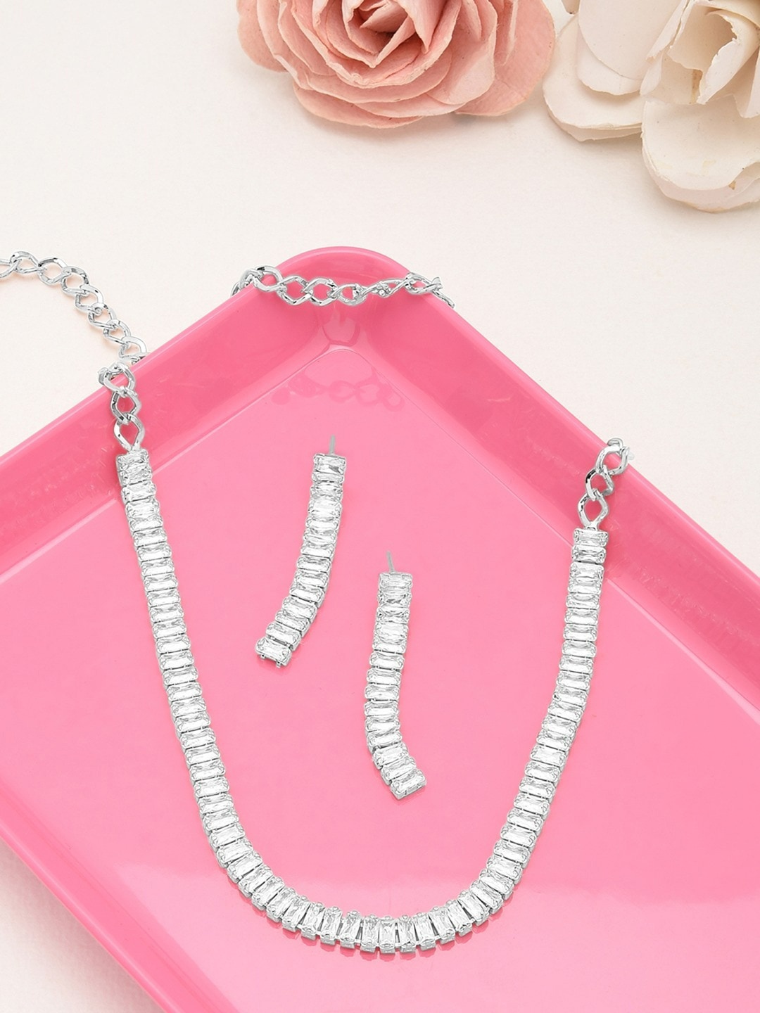 

AMI CZ Studded Jewellery Set, Silver