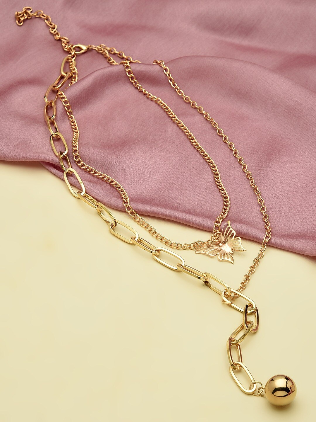 

AMI Gold-Plated 2 Layered Contemporary Necklace