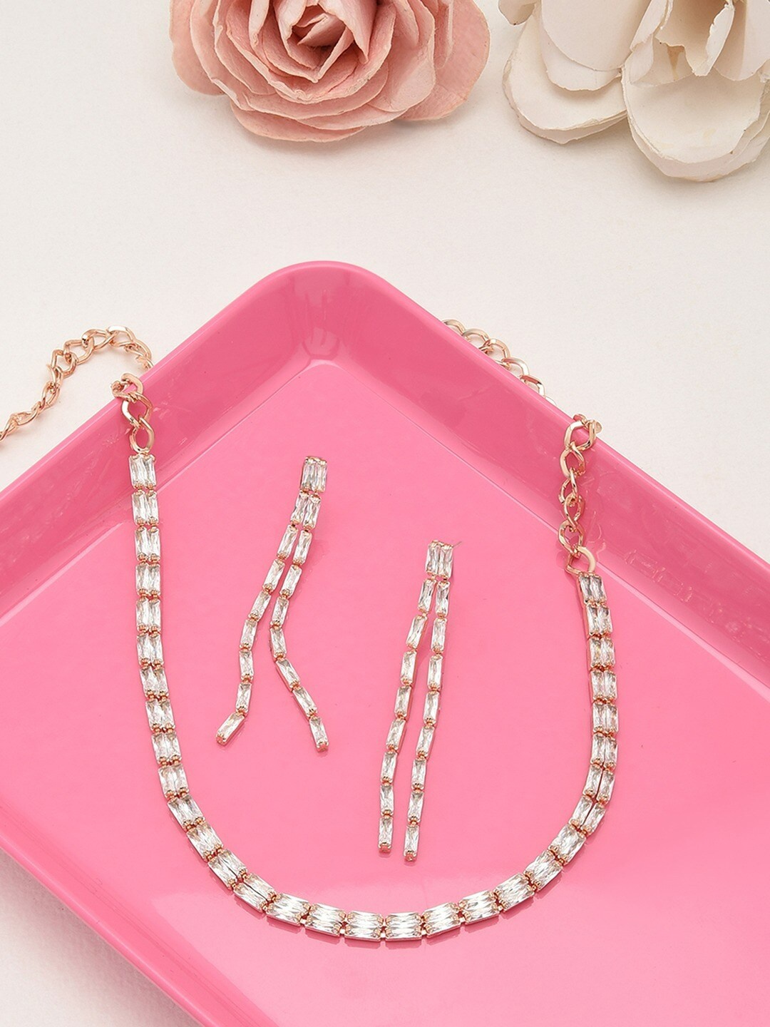 

AMI Rose Gold-Plated CZ Studded Jewellery Set