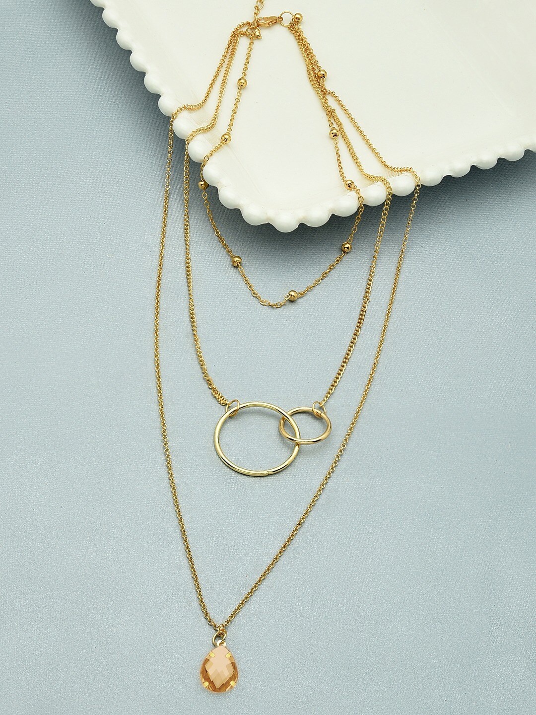 

AMI Gold-Plated 3 Layered Contemporary Necklace