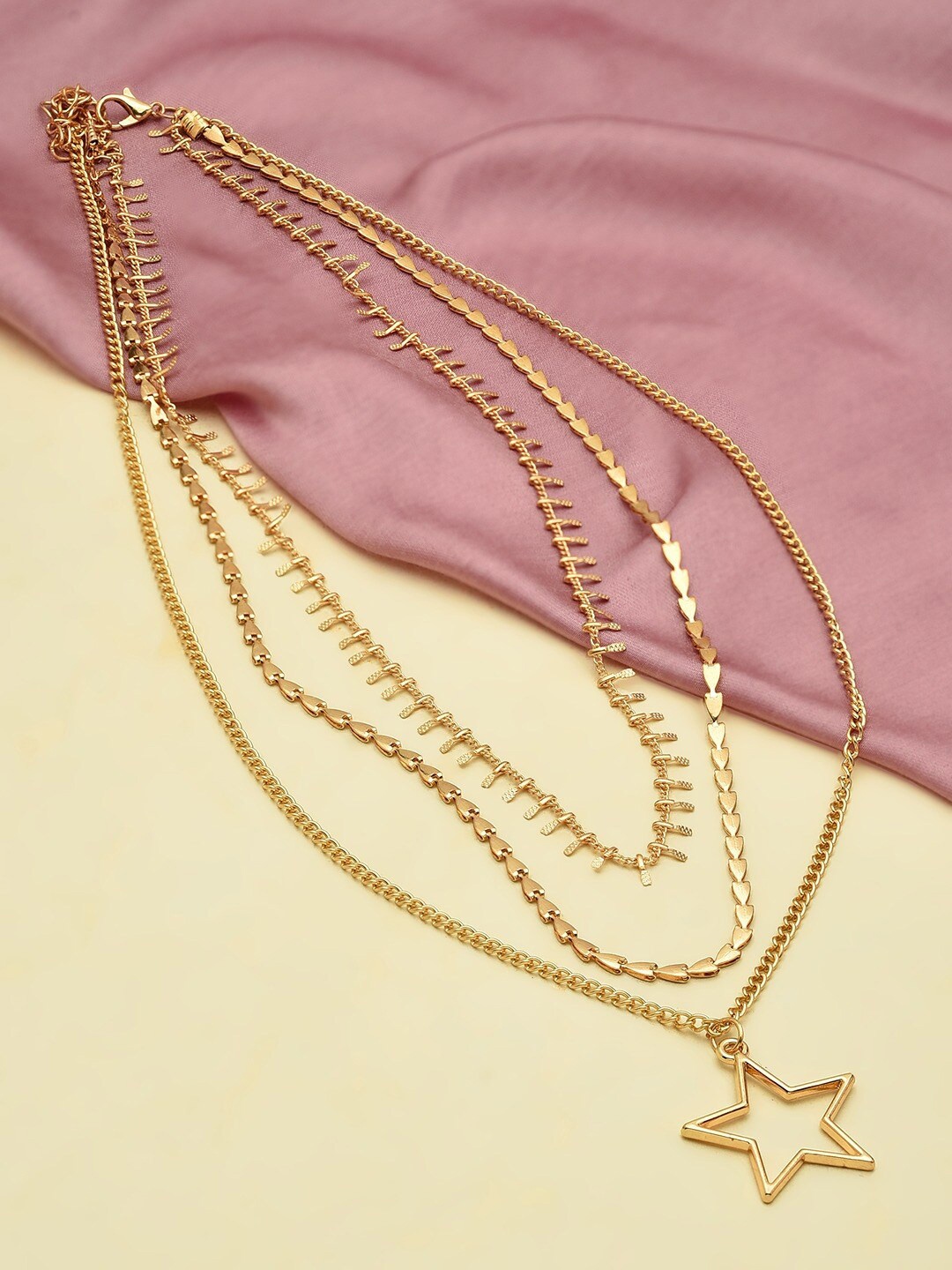 

AMI Gold-Plated 3 Layered Contemporary Necklace