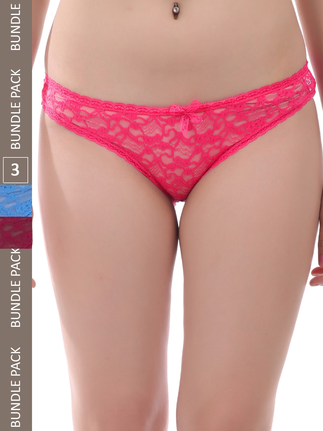

AROUSY Pack Of 3 Self Design Lace Hipster Briefs M_Vep_Pink,Blue,Maroon_M