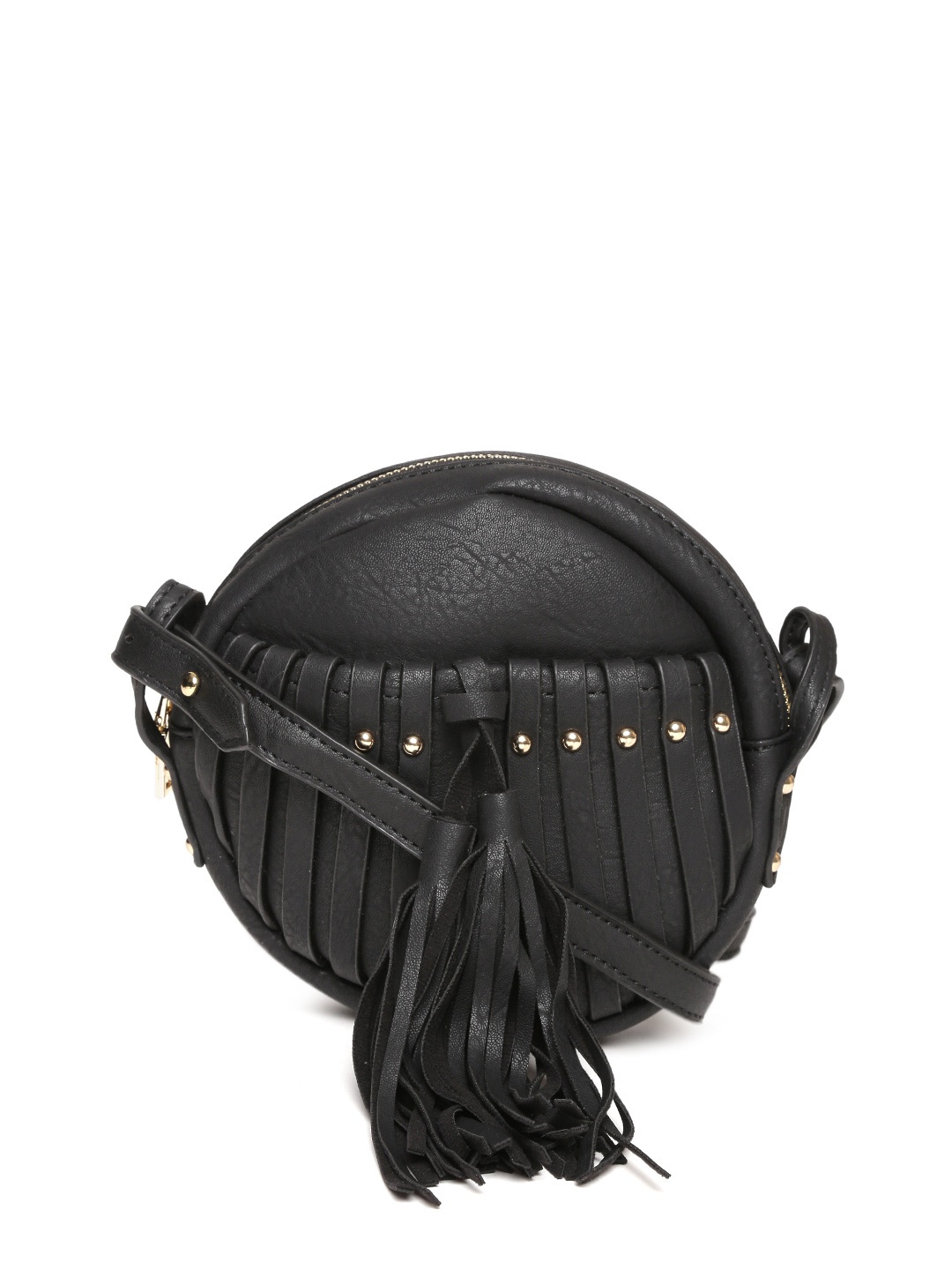 

red pout Black Tasselled Sling Bag