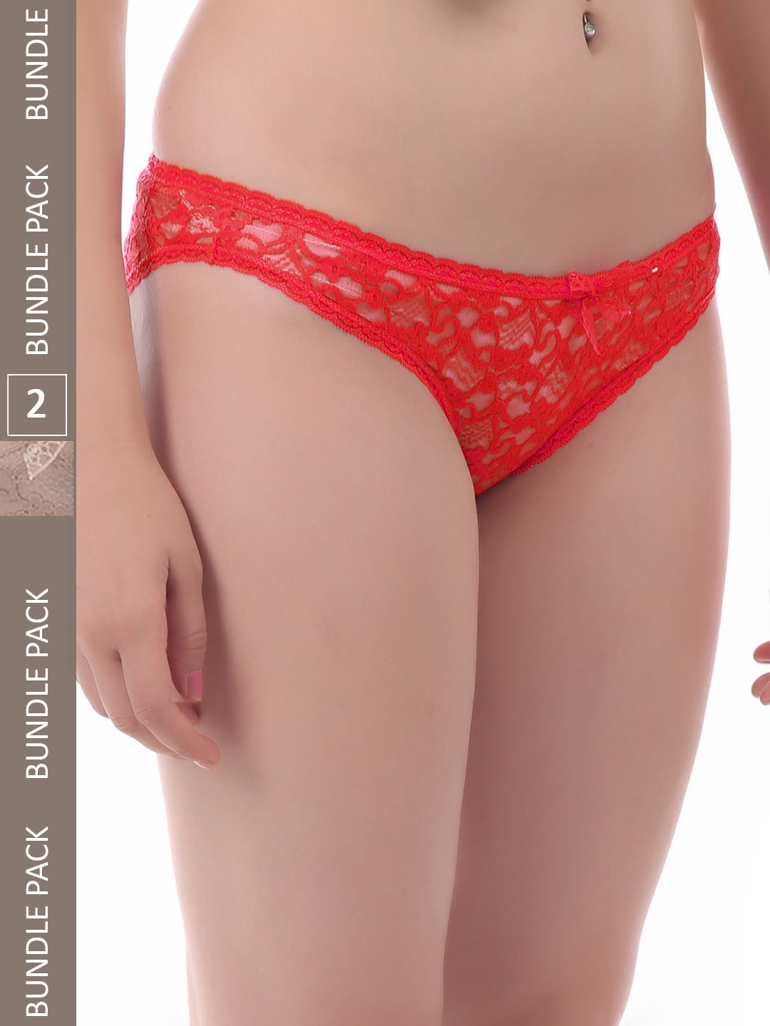 

AROUSY Women Pack Of 2 Self Design Hipster Briefs M_Vep_Red,Brown_M
