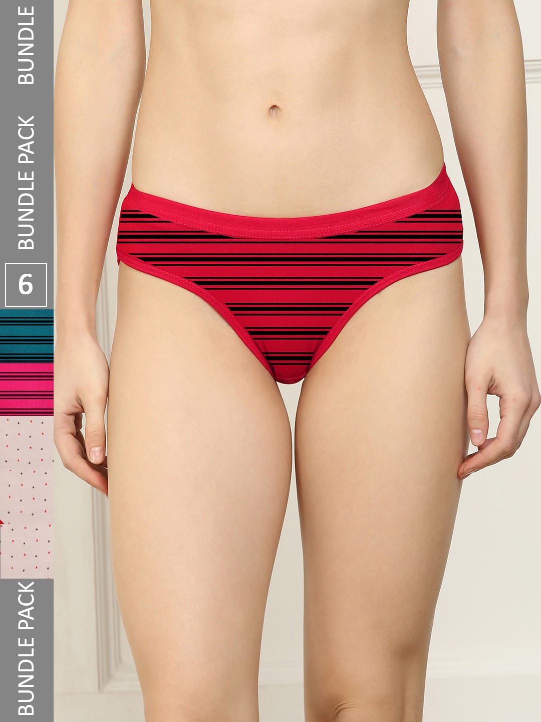 

AROUSY Women Pack Of 6 Printed Mid-Rise Hipster Briefs, Beige