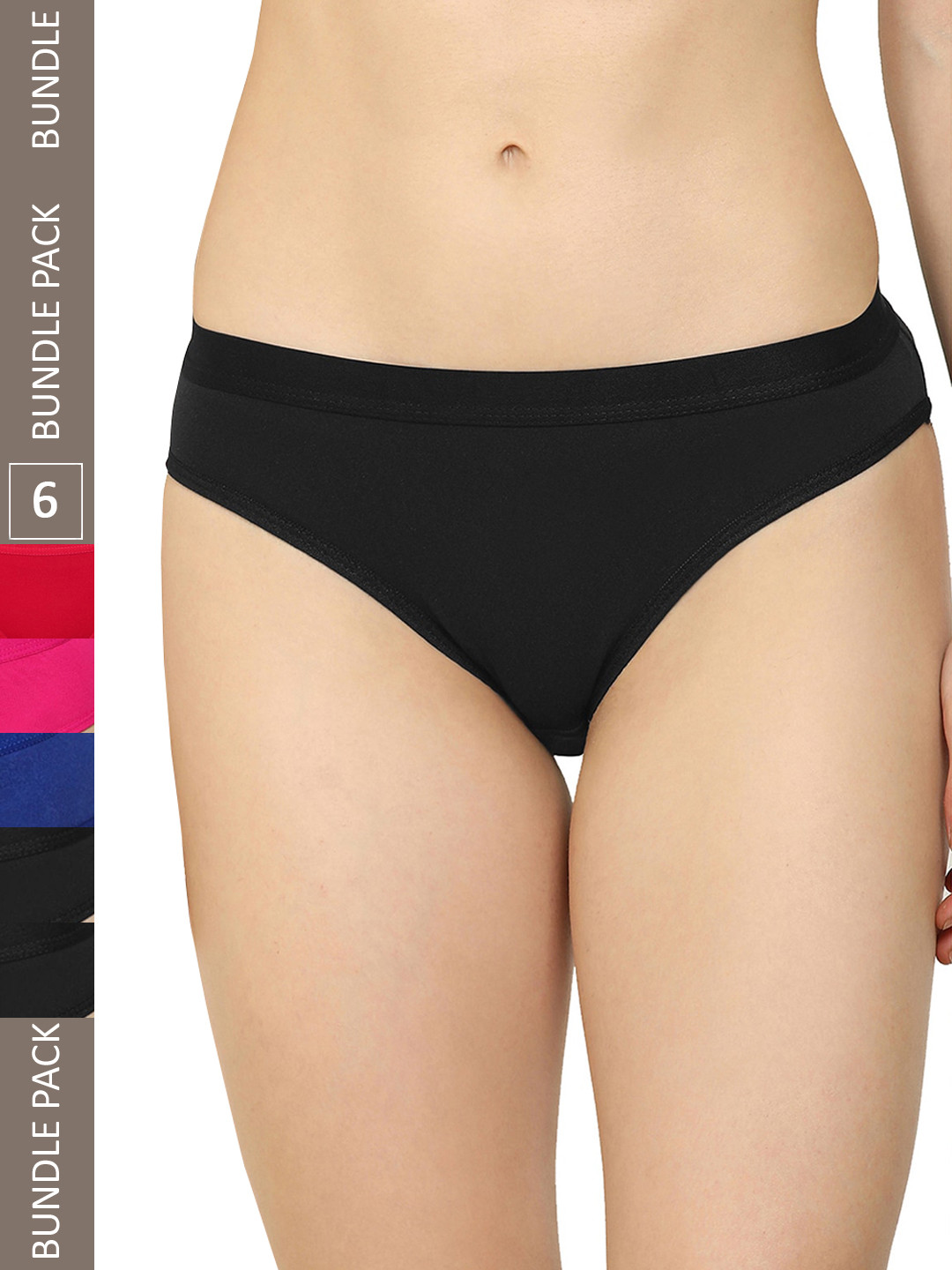 

AROUSY Women Pack Of 6 Mid-Rise Hipster Briefs, Black